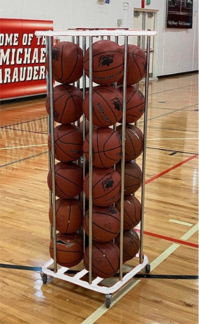 24 Ball SpaceSaver Lockable Vertical Ball Carts,  White