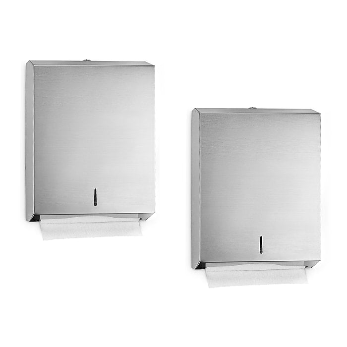 Stainless Steel Brushed C-Fold/Multi-Fold Paper Towel Dispenser 2 Pack