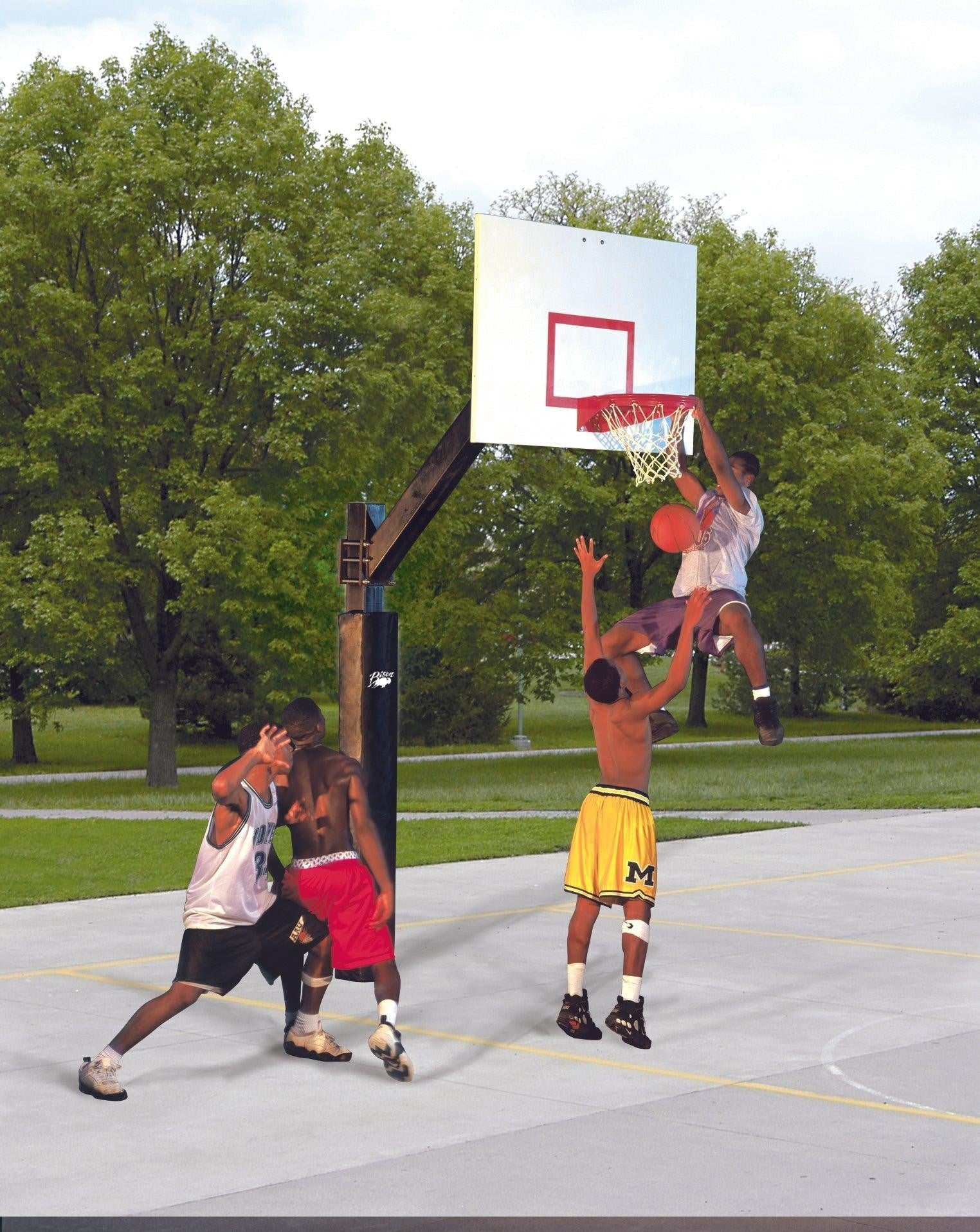 Original Ultimate Playground Basketball Systems, Backboards: 42” x 60” Aluminum, Weight: 500 lbs