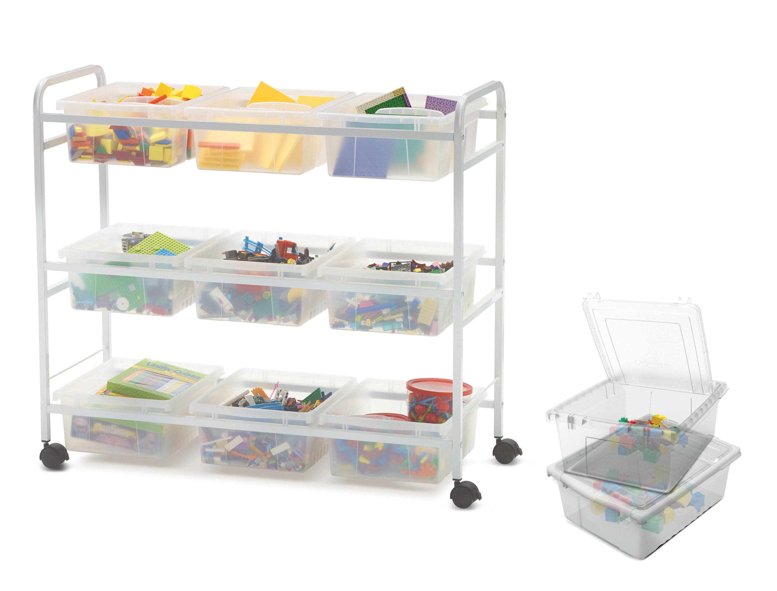 STEM Storage Cart with Clear Tubs and Lids