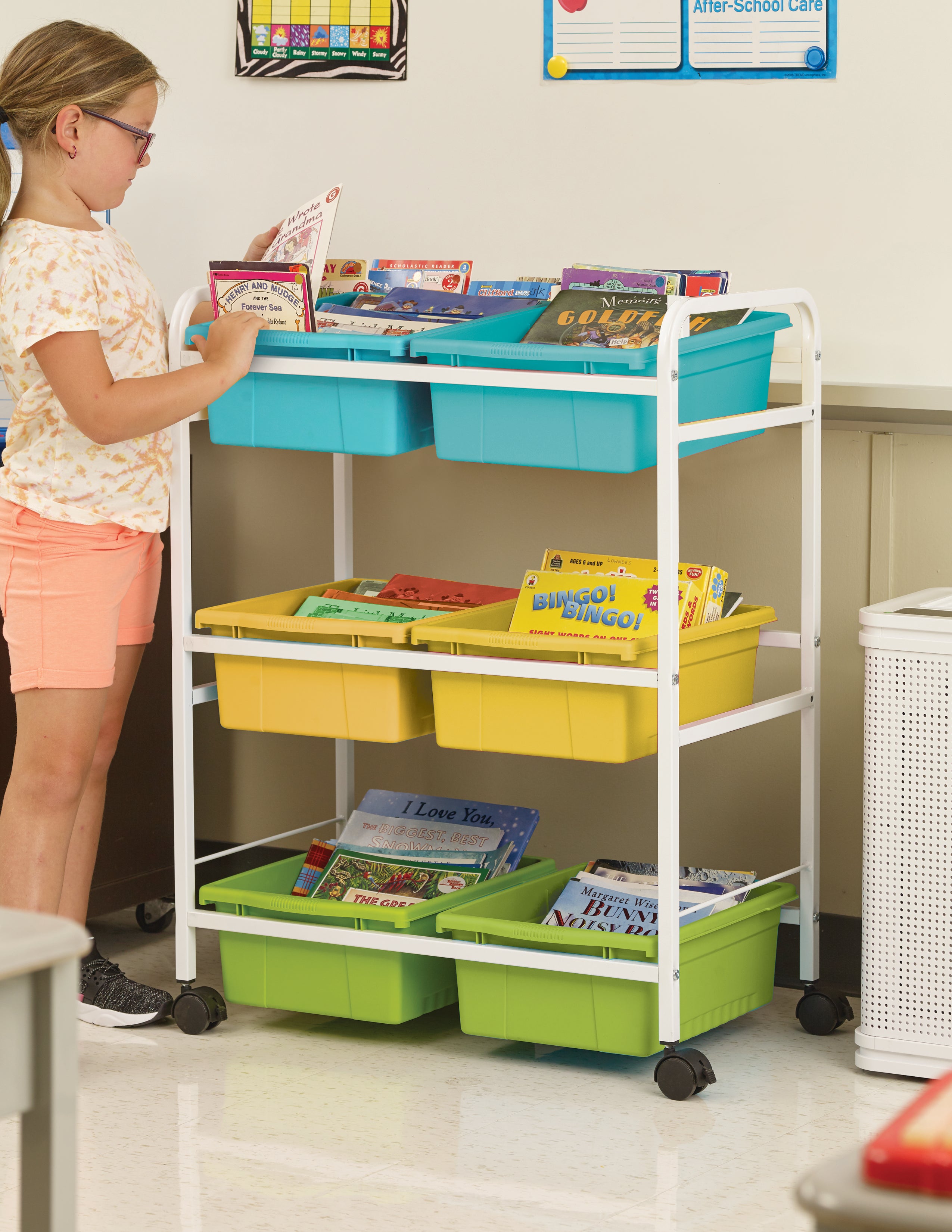 Small Book Browser Cart with Vibrant Cool Tub Combo