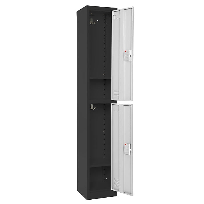 72" H x 12" W  2-Tier Steel Storage Locker with Digital Lock, Black and White, Pack of 4