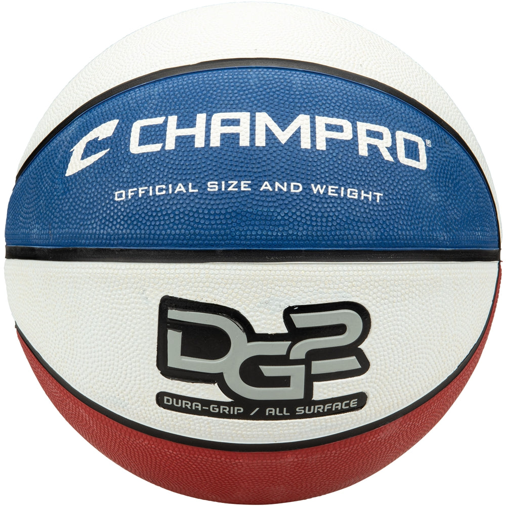 Dura-Grip 230 Rubber Basketball - Scarlet White Royal, Regulation