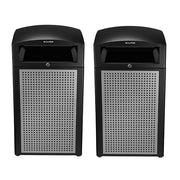 Alpine Industries 40 Gal. All-Weather Outdoor Commercial Trash Can with Lid 2 Pack