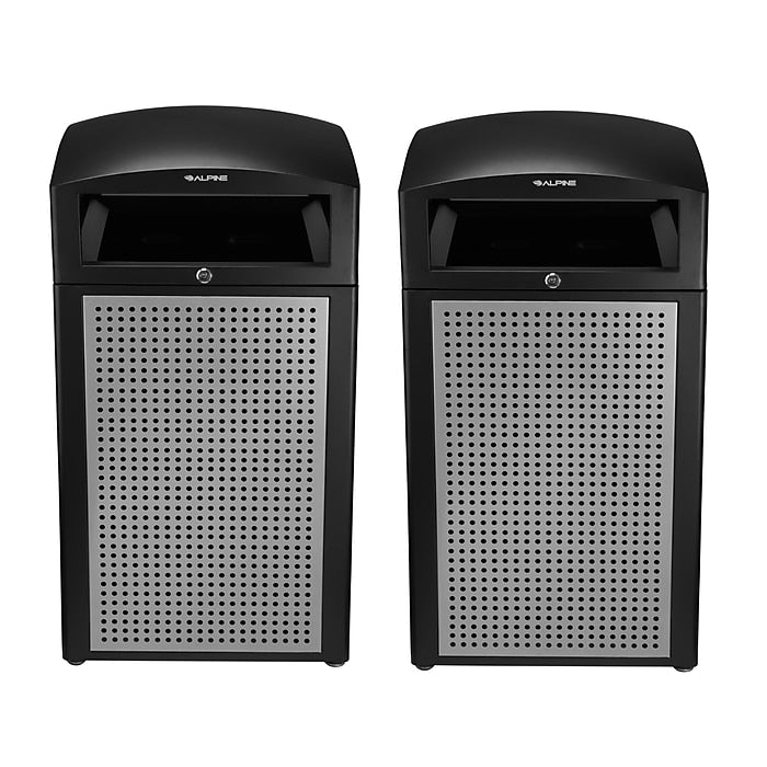 Alpine Industries 40 Gal. All-Weather Outdoor Commercial Trash Can with Lid 2 Pack