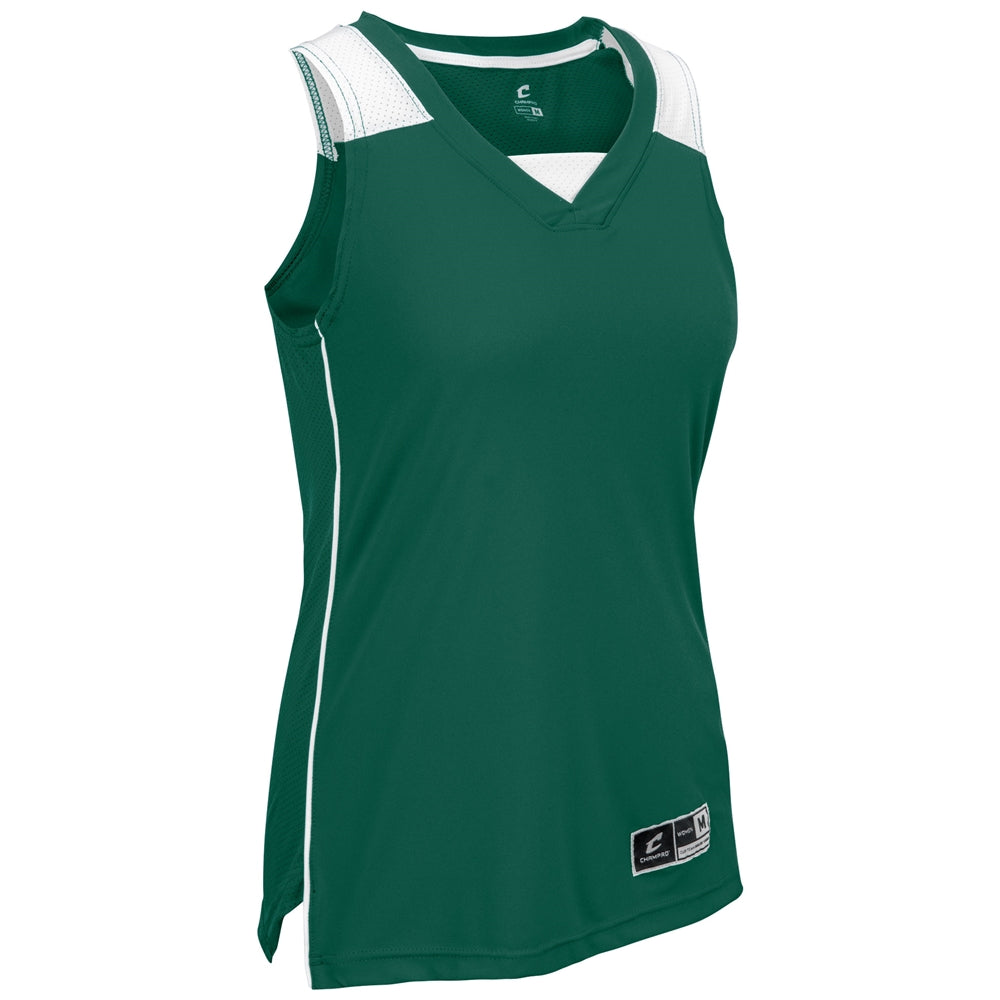Prime Basketball Jersey - Forest Green White - Girls - Small