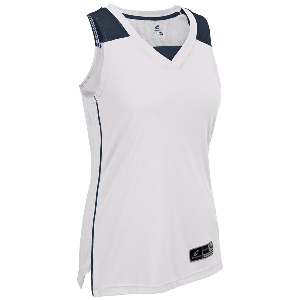 Prime Basketball Jersey - White Navy - Girls - Small