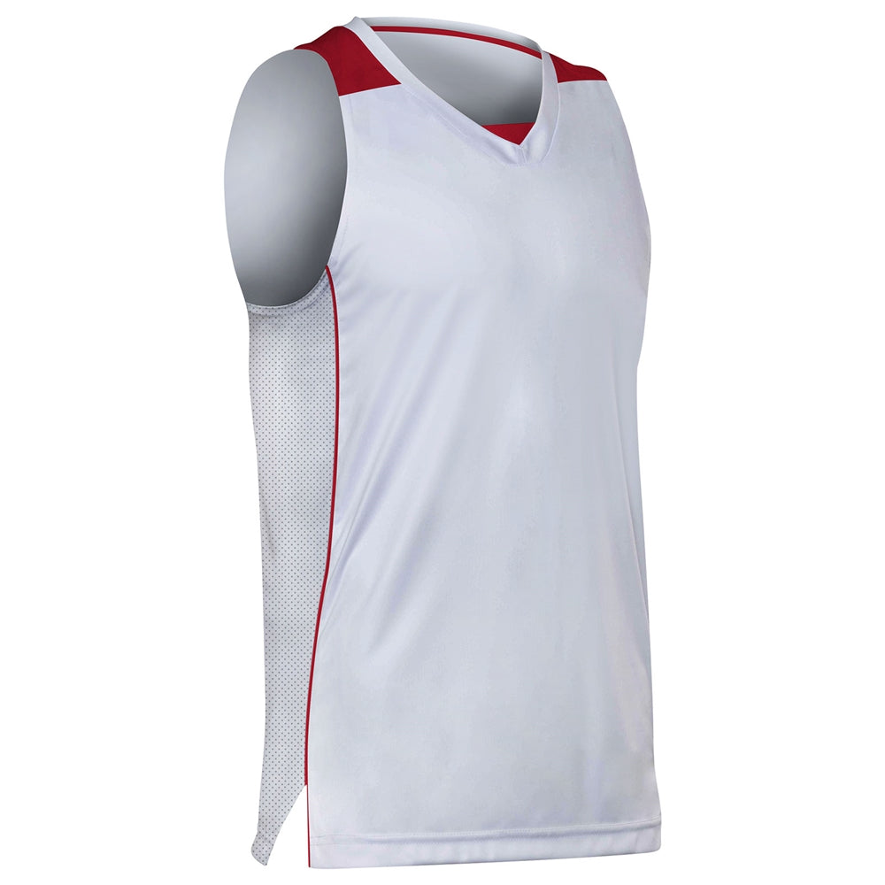 Prime Basketball Jersey - White Scarlet - Youth - Small