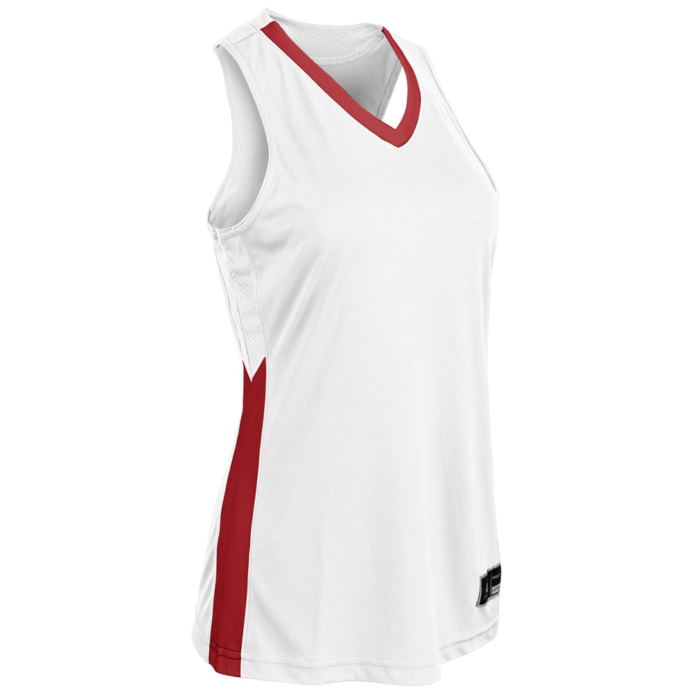 Dagger Basketball Jersey - White Scarlet - Womens - XXLarge