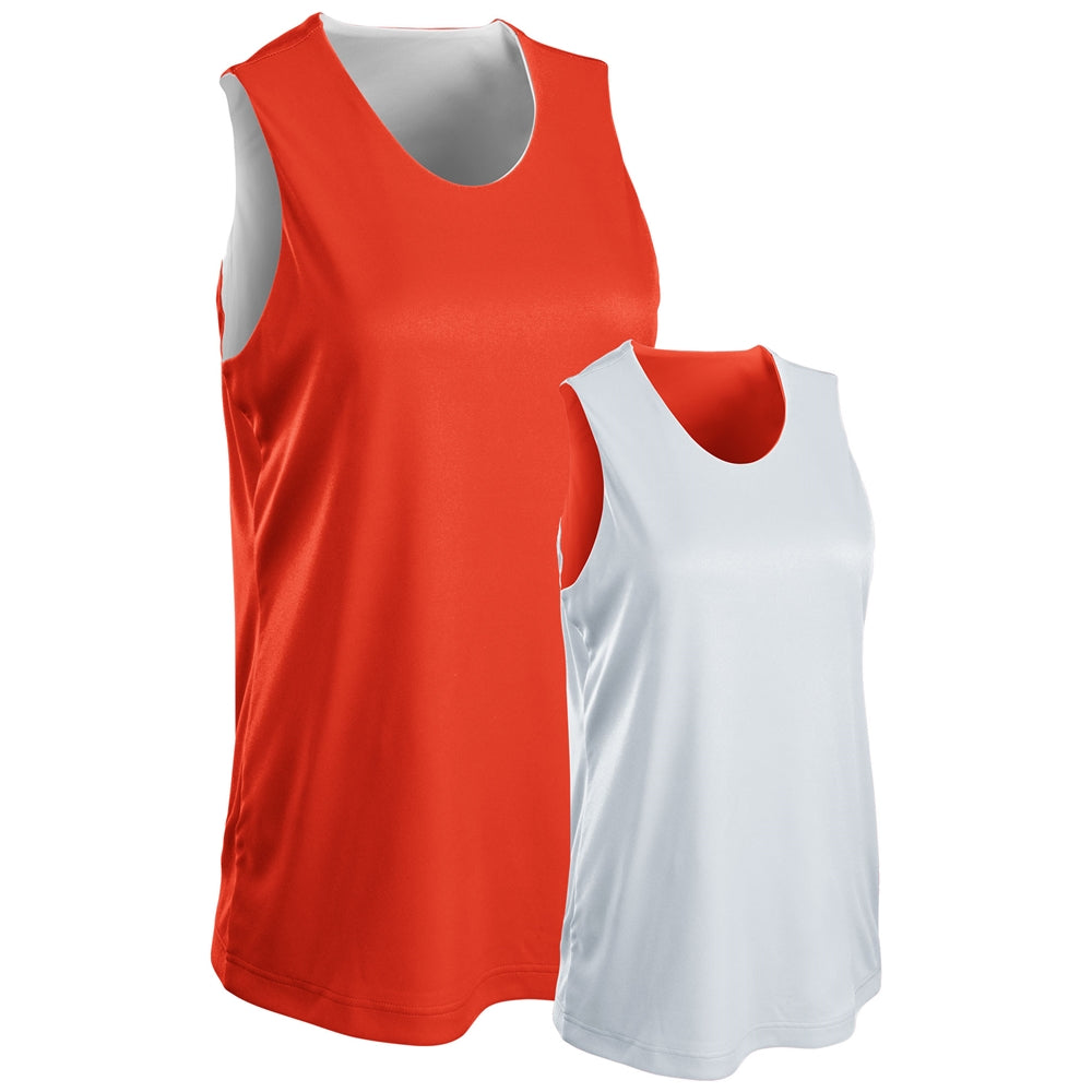 Vision Reversible Basketball Jersey - Orange White - Girls - Large
