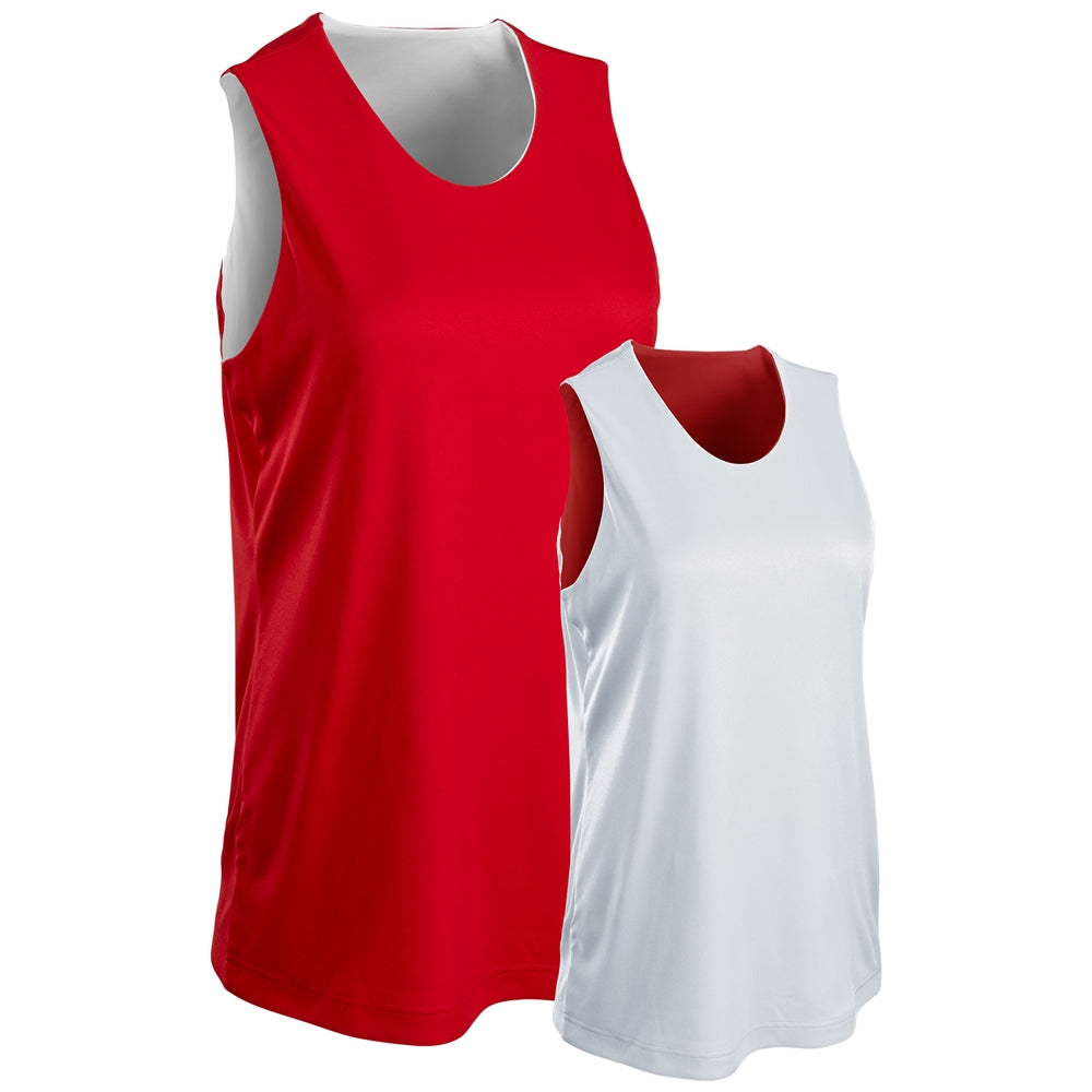 Vision Reversible Basketball Jersey - Scarlet White - Girls - Large