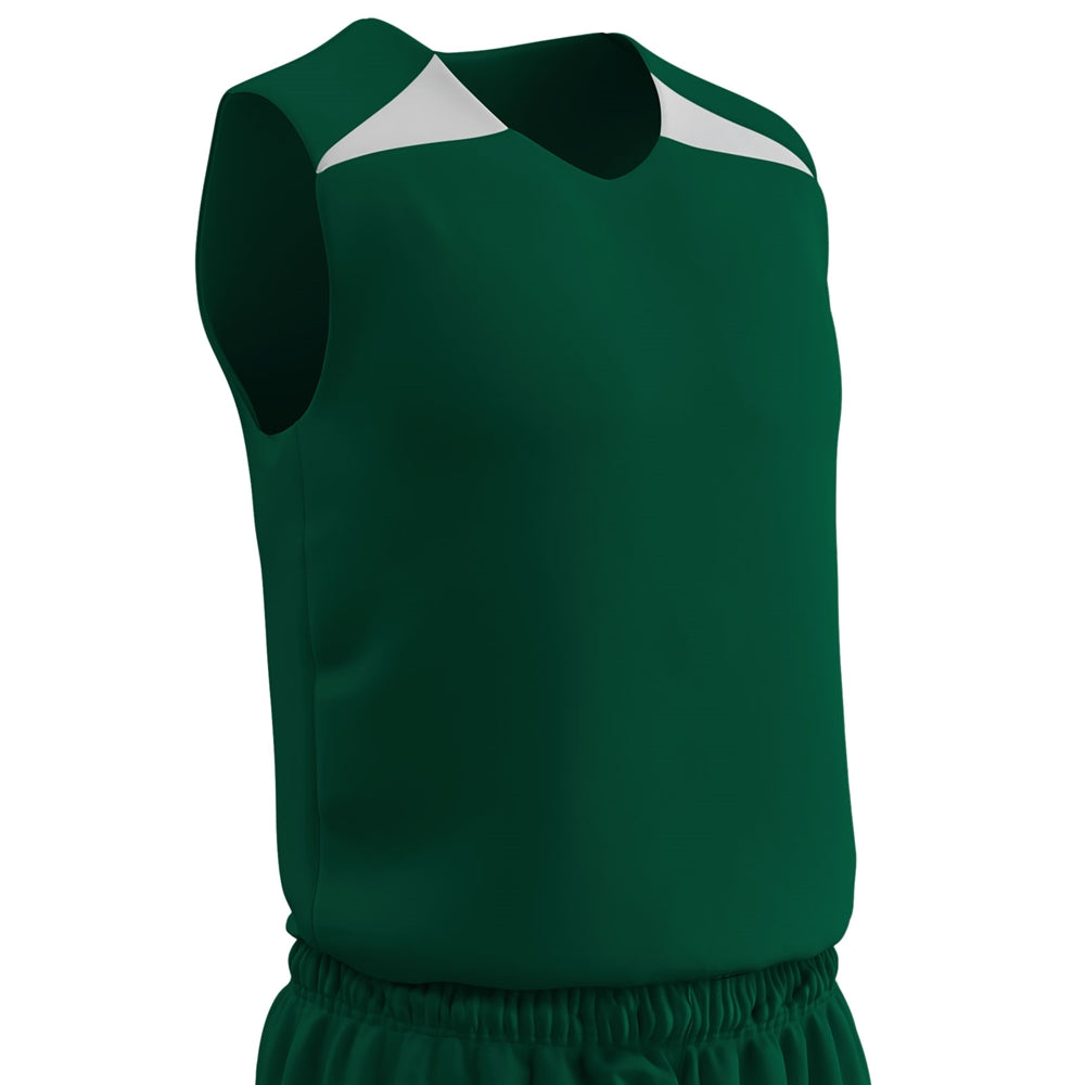 DRI-GEAR Pro-Plus Reversible Basketball Jersey - Forest Green White - Adult - Large