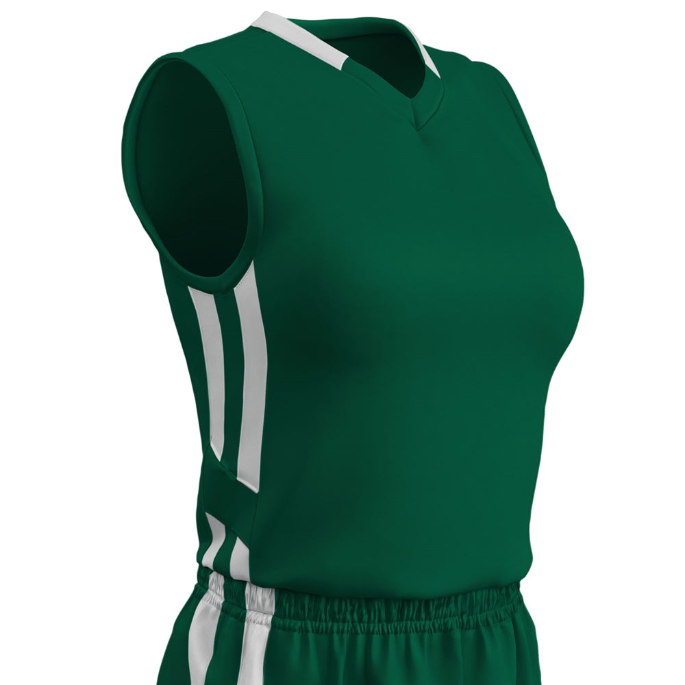 Muscle DRI-GEAR Basketball Jersey - Forest Green White - Womens - Medium