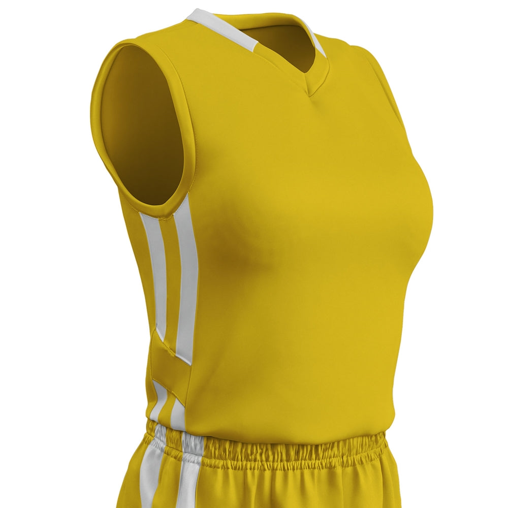 Muscle DRI-GEAR Basketball Jersey - Gold White - Womens - Small
