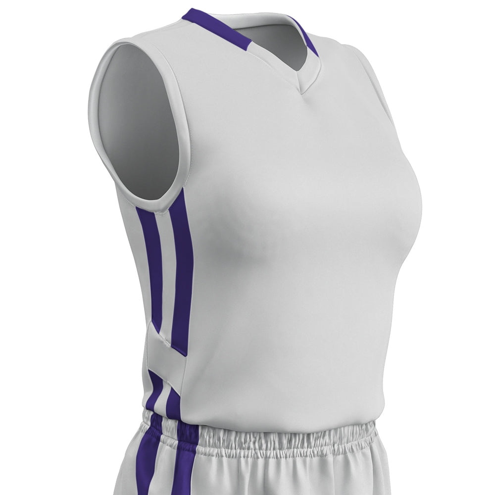 Muscle DRI-GEAR Basketball Jersey - White Purple - Womens - Large