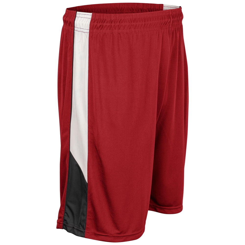 Rebel Basketball Short - Scarlet Black White - Youth - Large