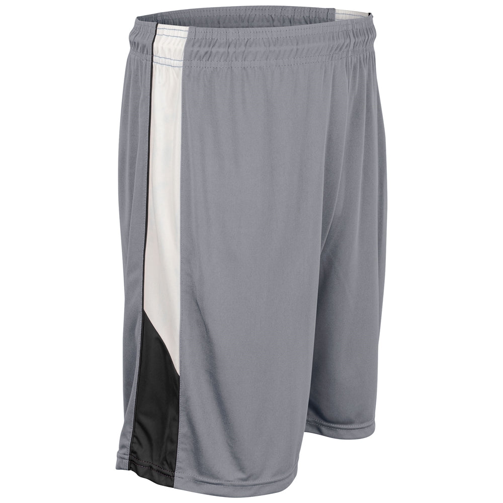 Rebel Basketball Short - Silver Black White - Youth - Large