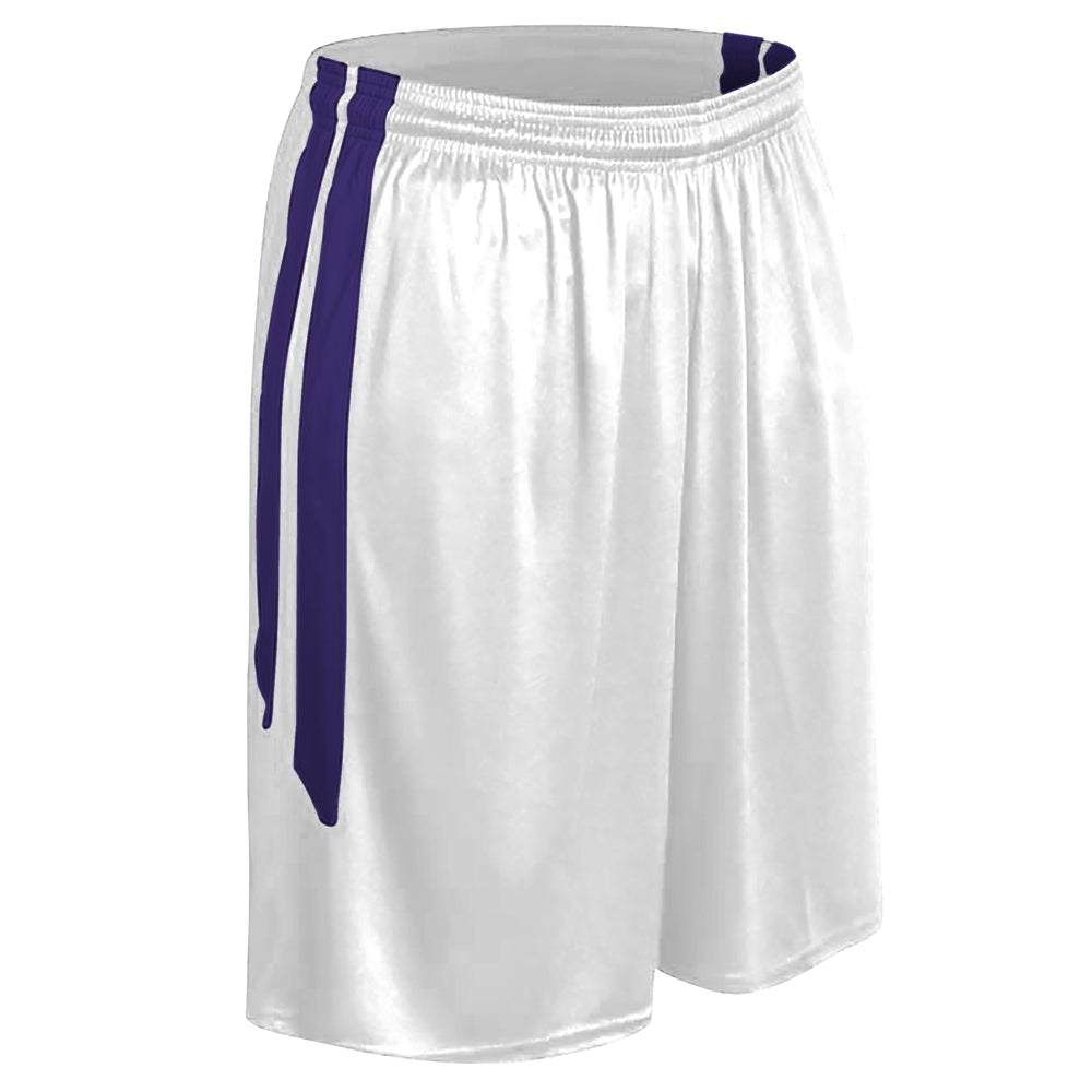DRI-GEAR Muscle Basketball Short - White Purple - Adult - Medium