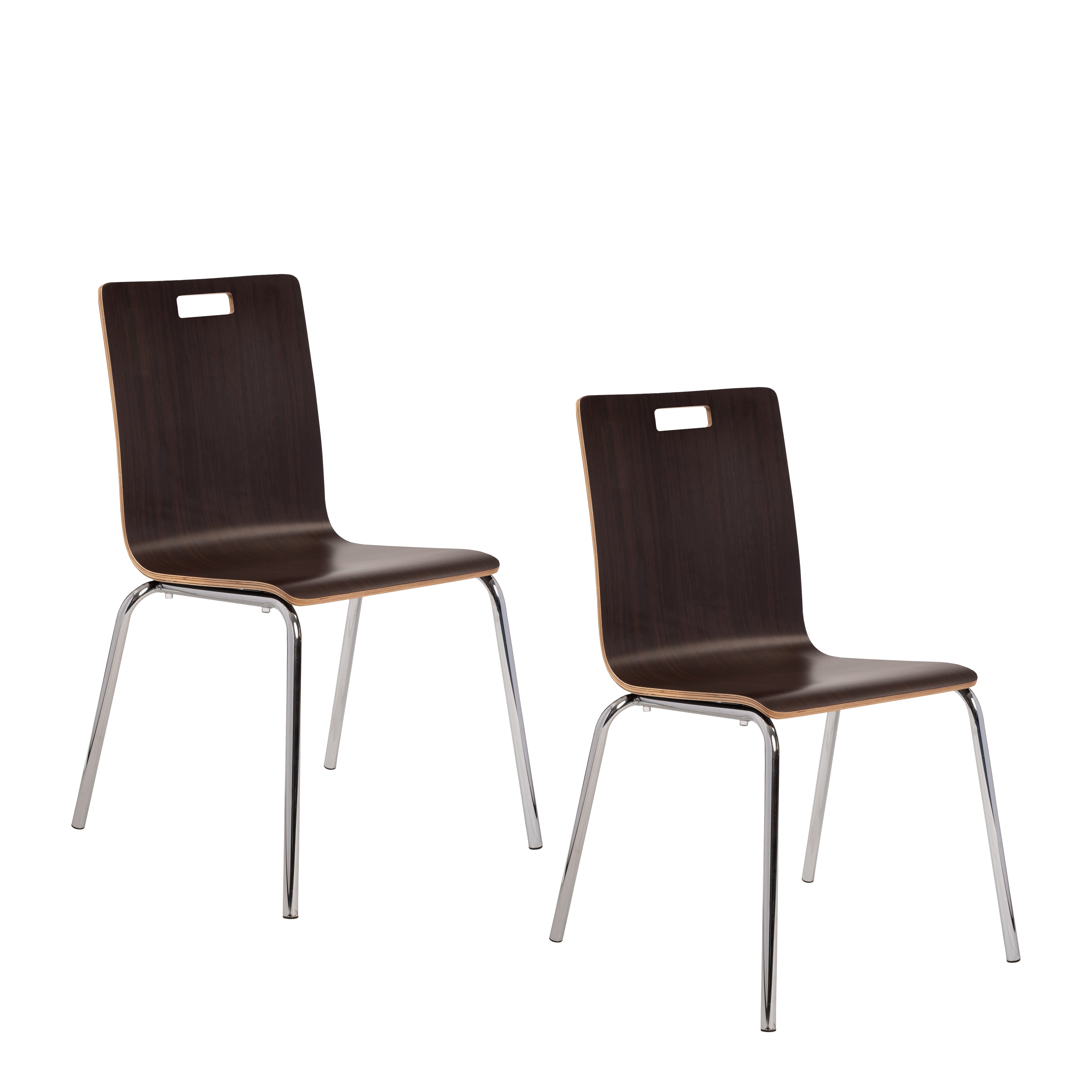 NPS® Bushwick Café Chair, Surface Color: Espresso, Frame Color: Chrome