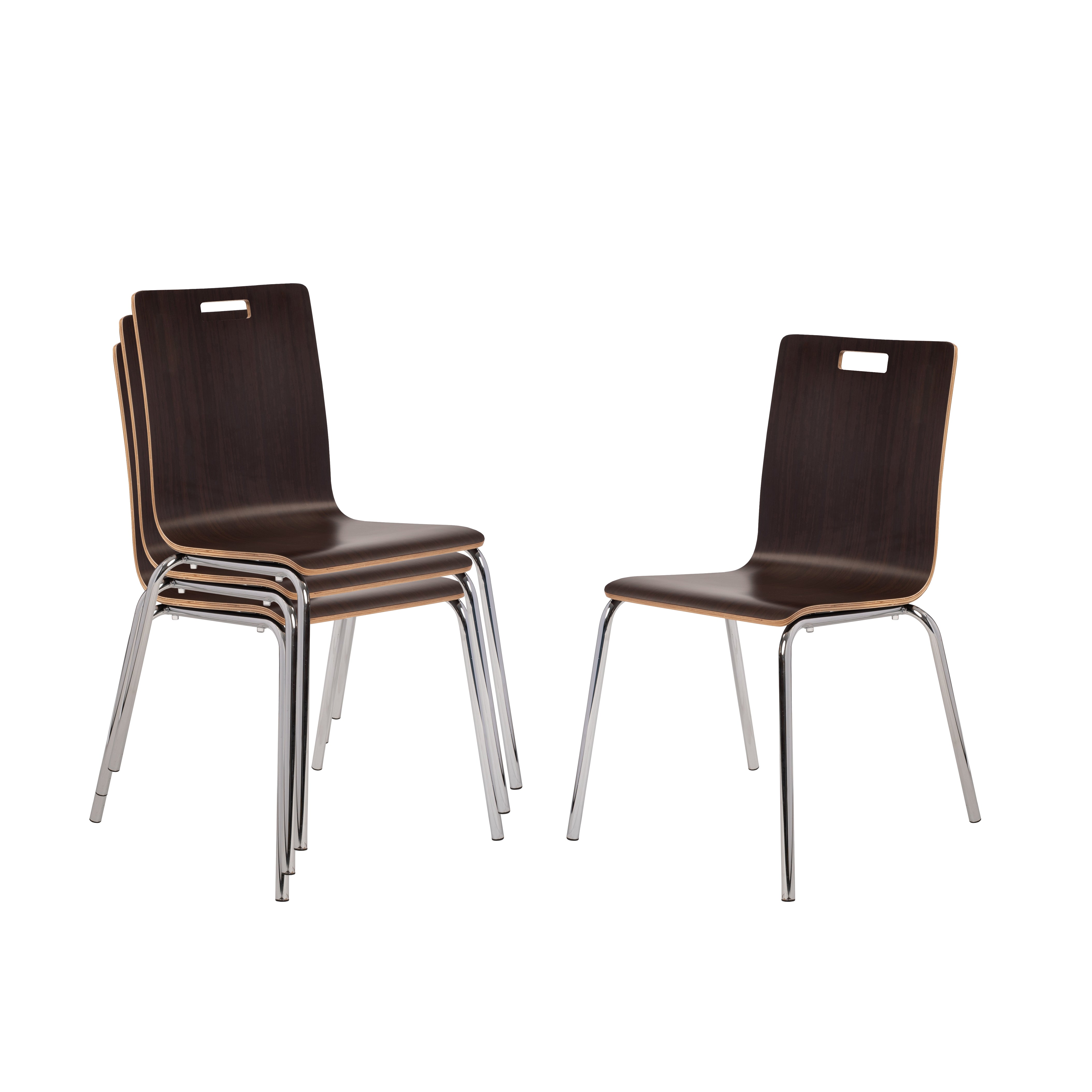 NPS® Bushwick Café Chair, Surface Color: Espresso, Frame Color: Chrome