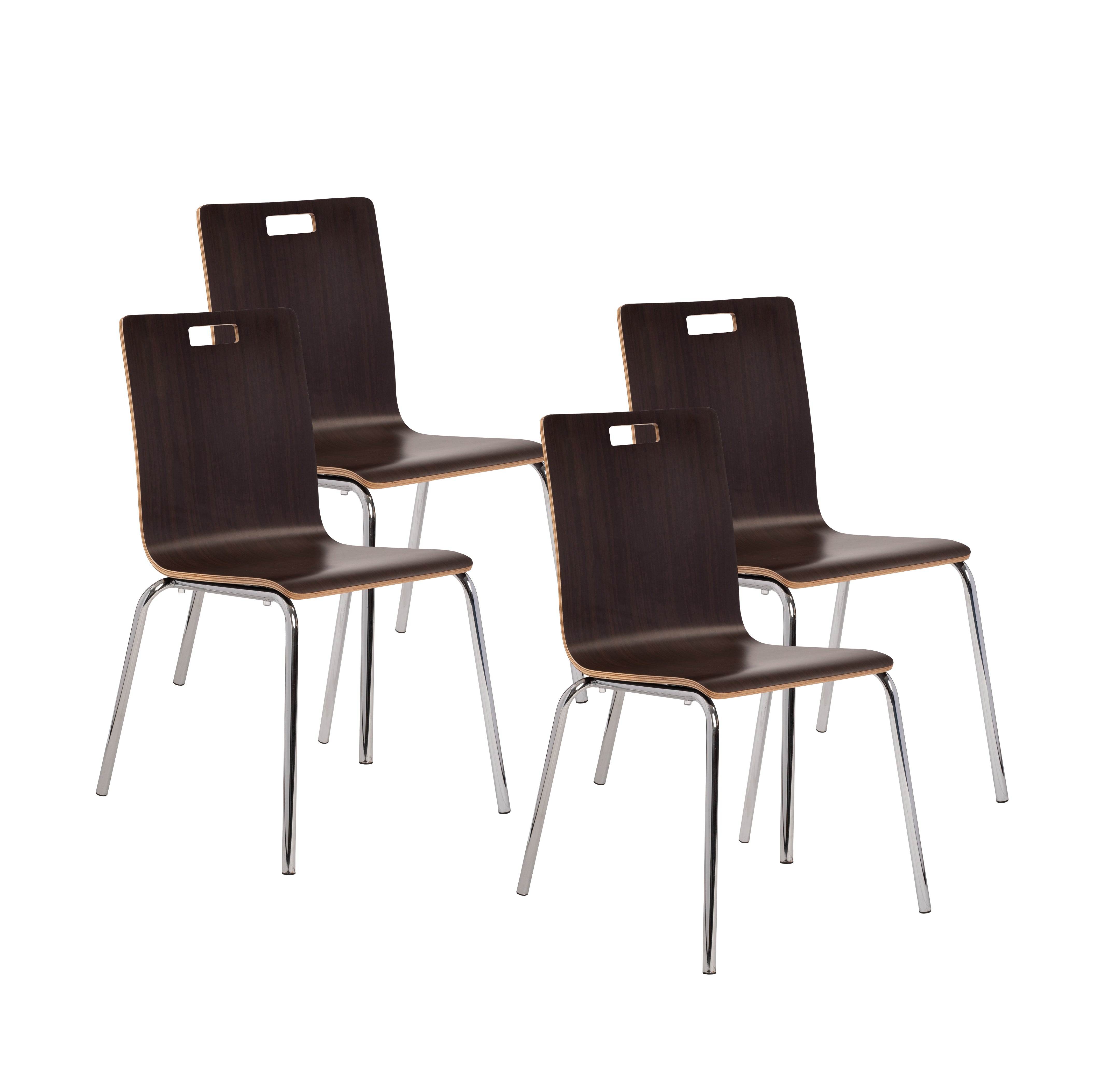 NPS® Bushwick Café Chair, Surface Color: Espresso, Frame Color: Chrome