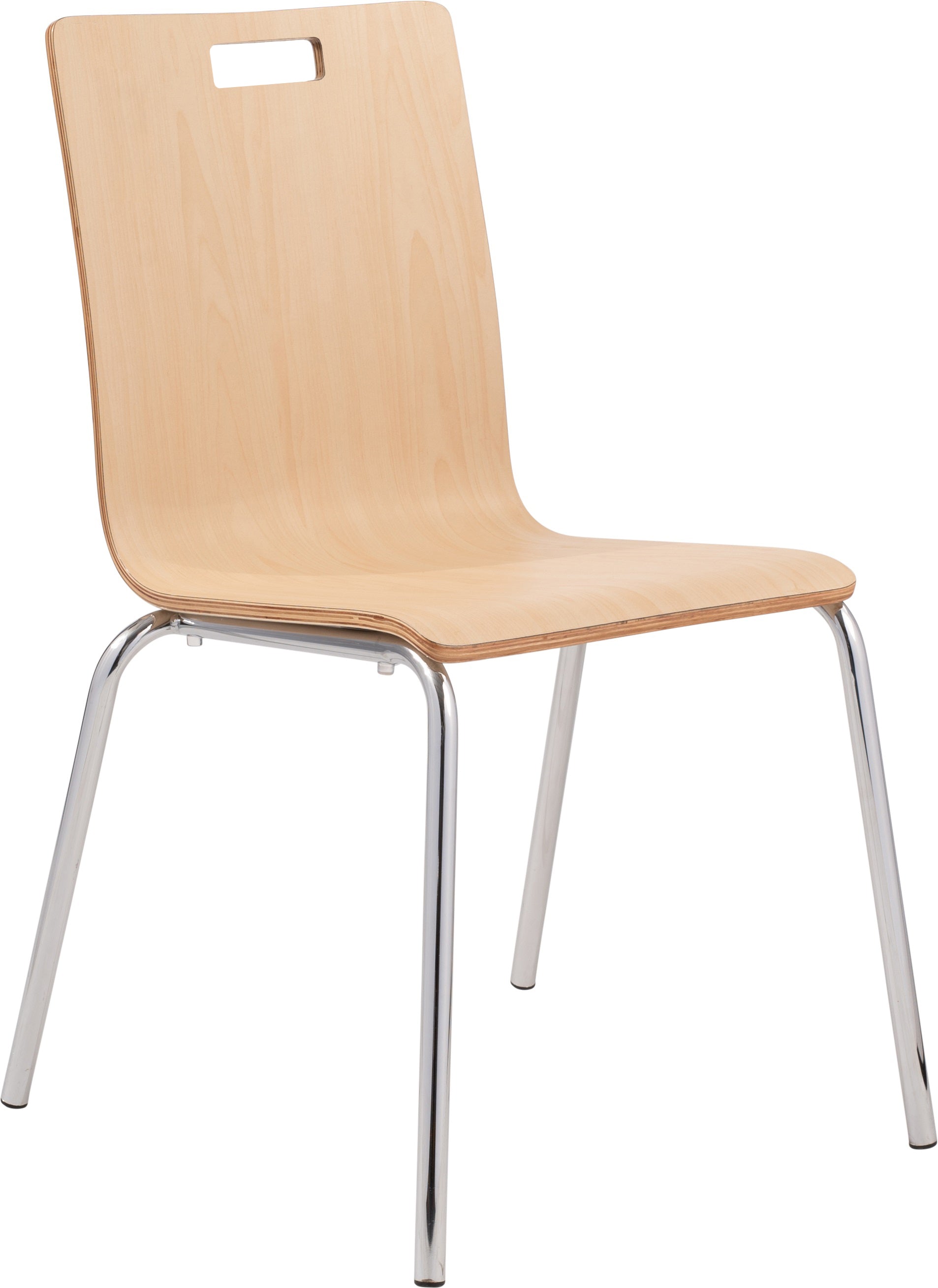 NPS® Bushwick Café Chair, Surface Color: Natural, Frame Color: Chrome