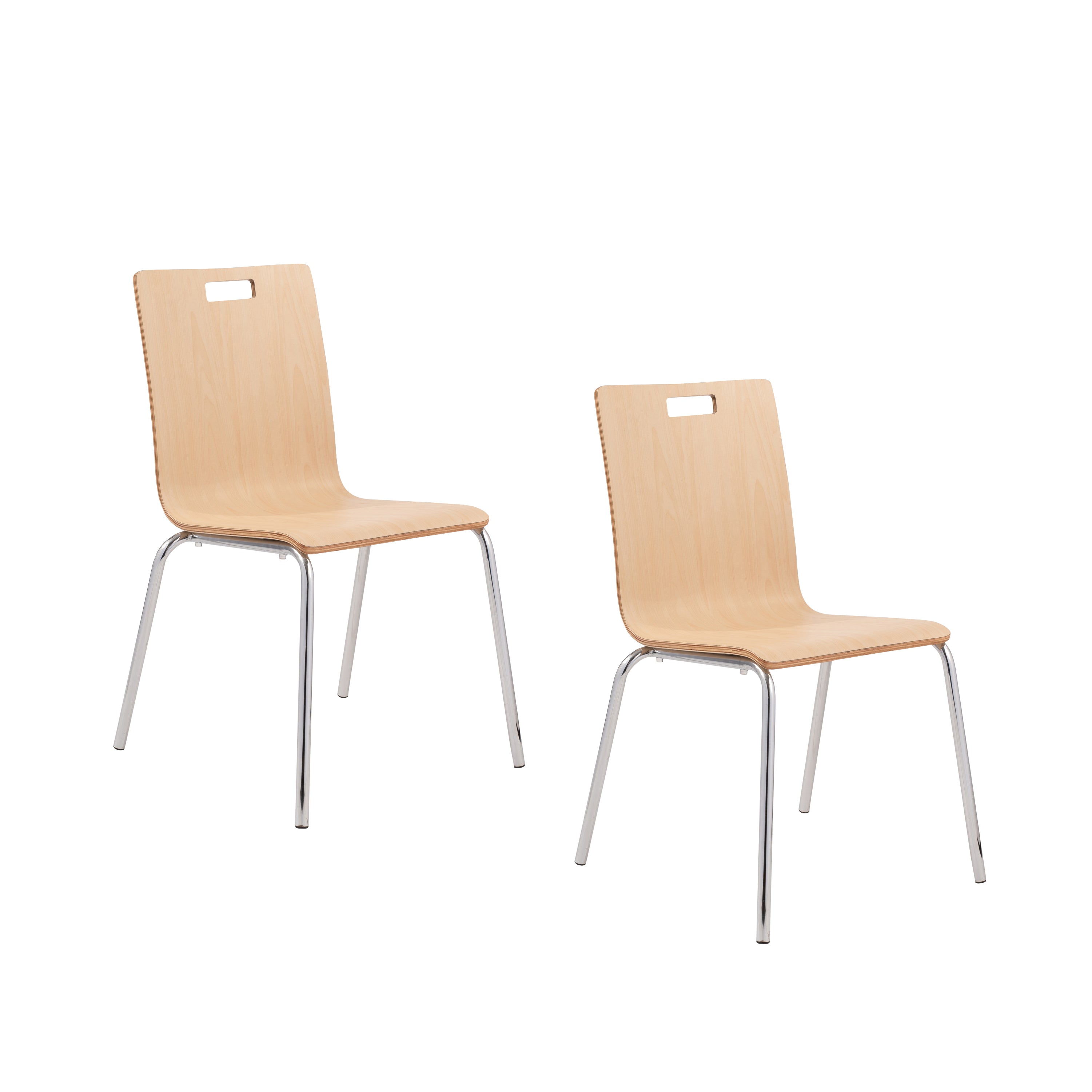 NPS® Bushwick Café Chair, Surface Color: Natural, Frame Color: Chrome