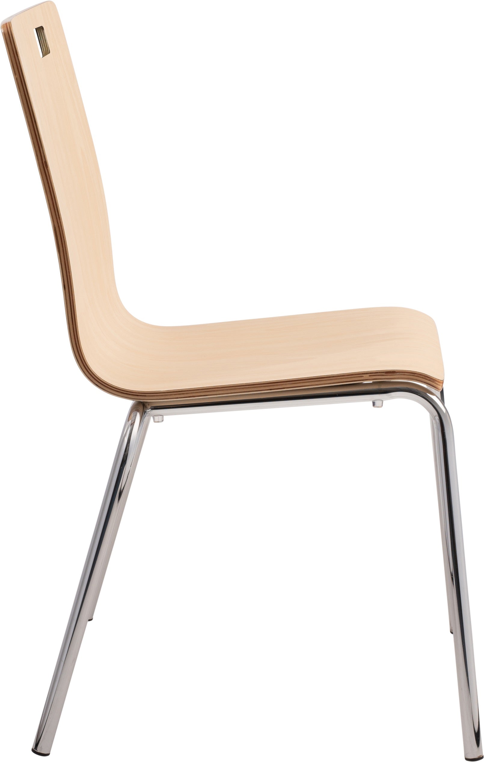 NPS® Bushwick Café Chair, Surface Color: Natural, Frame Color: Chrome