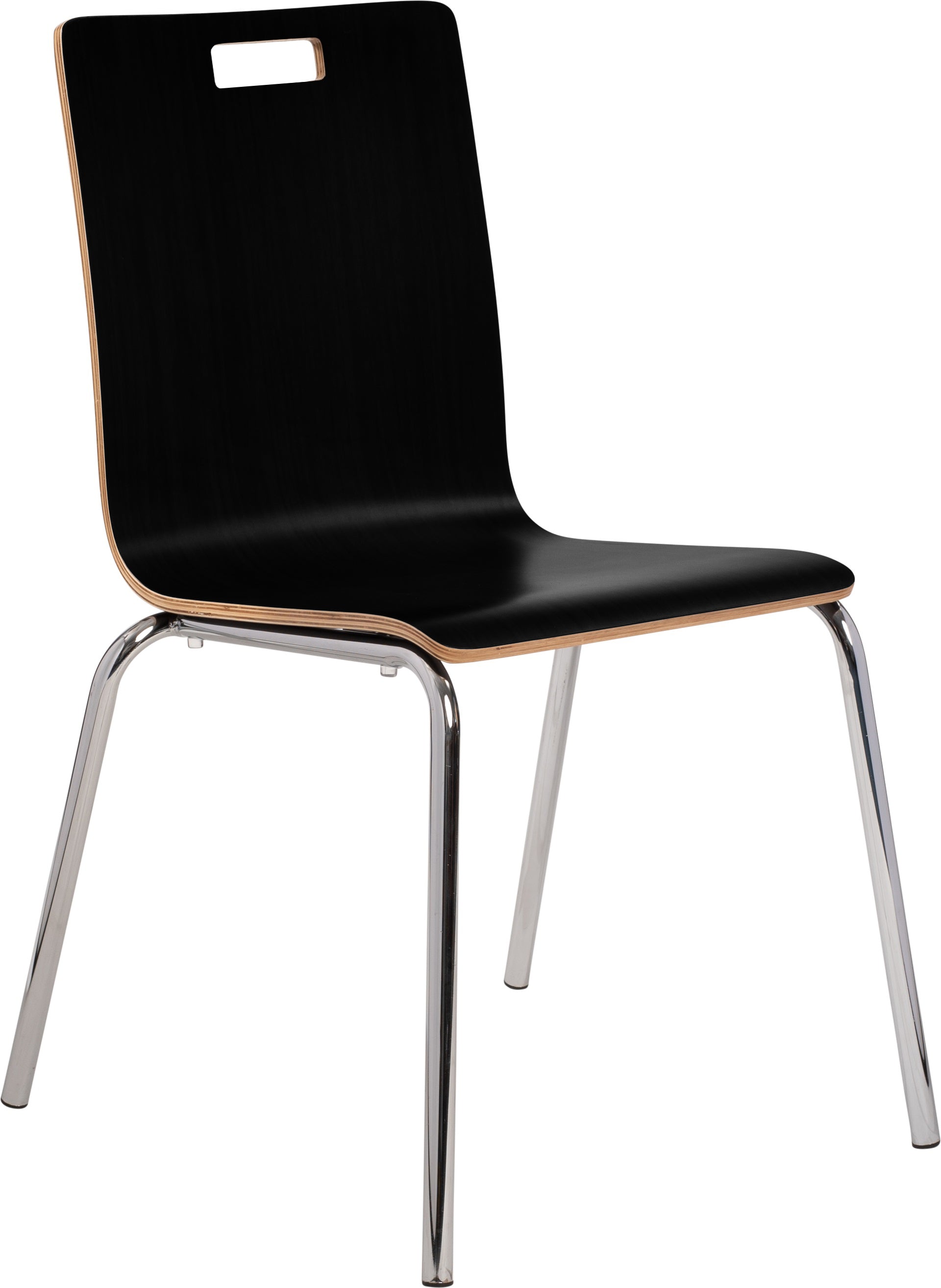 NPS® Bushwick Café Chair, Surface Color: Black, Frame Color: Chrome