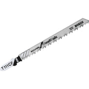 Bosch T-Shank 4 In. x 8 TPI Bi-Metal Jig Saw Blade, Accurate for Wood with Nails (5-Pack)