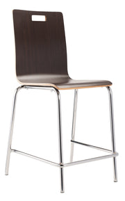 NPS® Bushwick Café Stool, 24"H, Surface Color: Espresso, Frame Color: Chrome