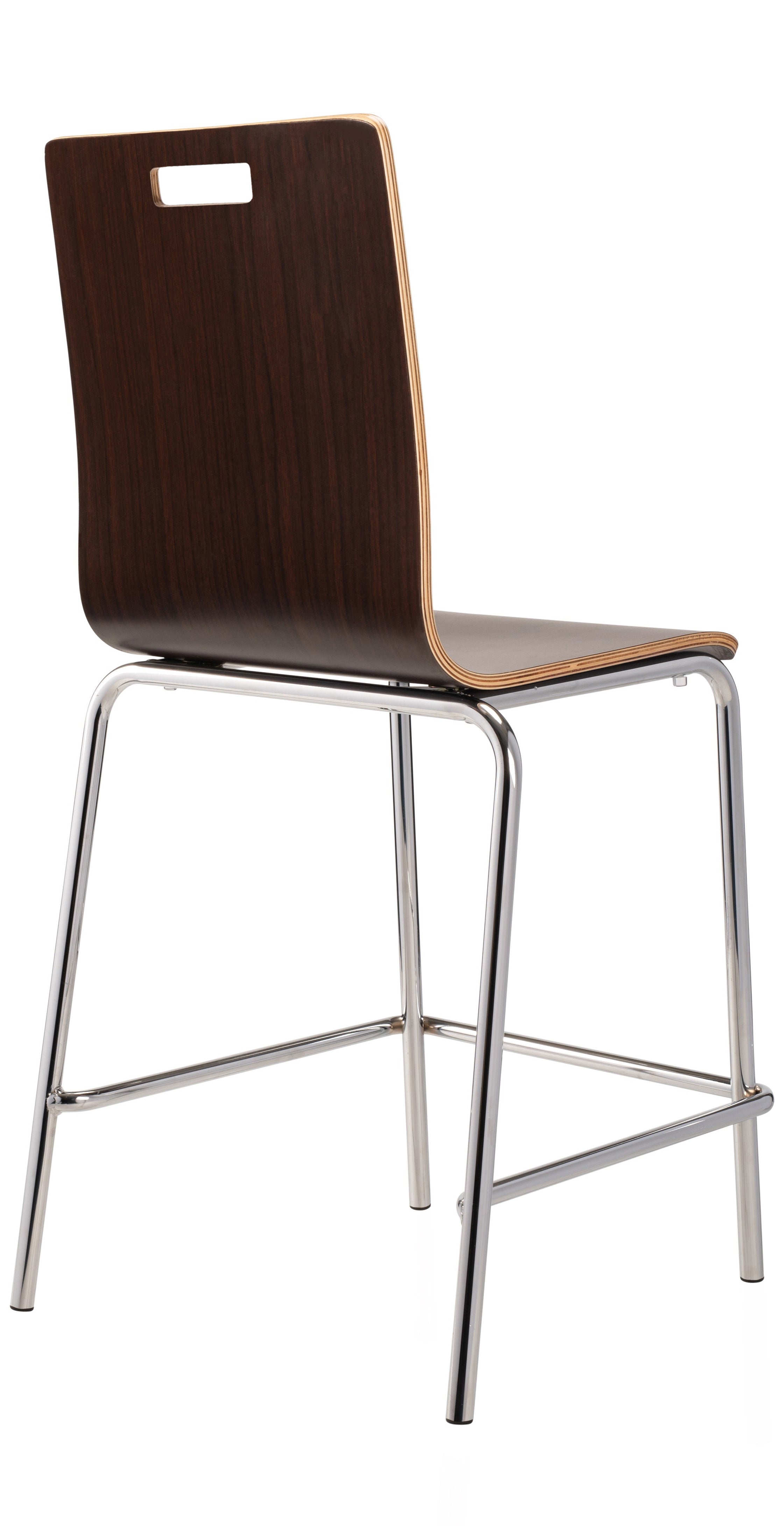 NPS® Bushwick Café Stool, 24"H, Surface Color: Espresso, Frame Color: Chrome
