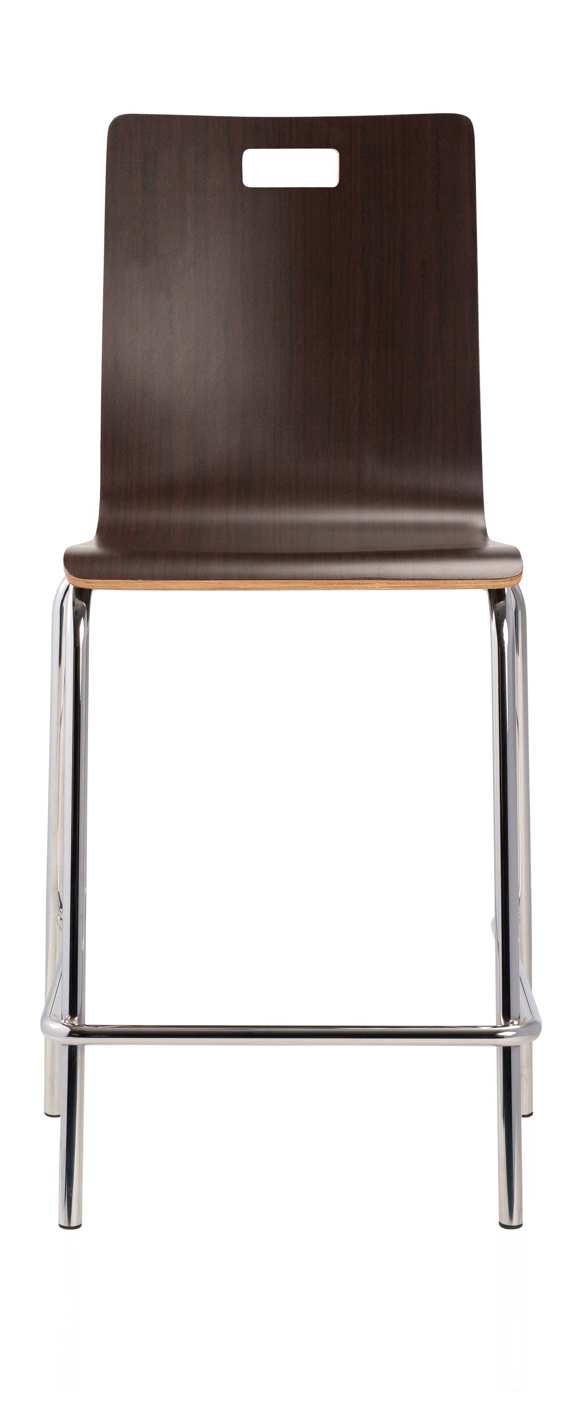NPS® Bushwick Café Stool, 24"H, Surface Color: Espresso, Frame Color: Chrome