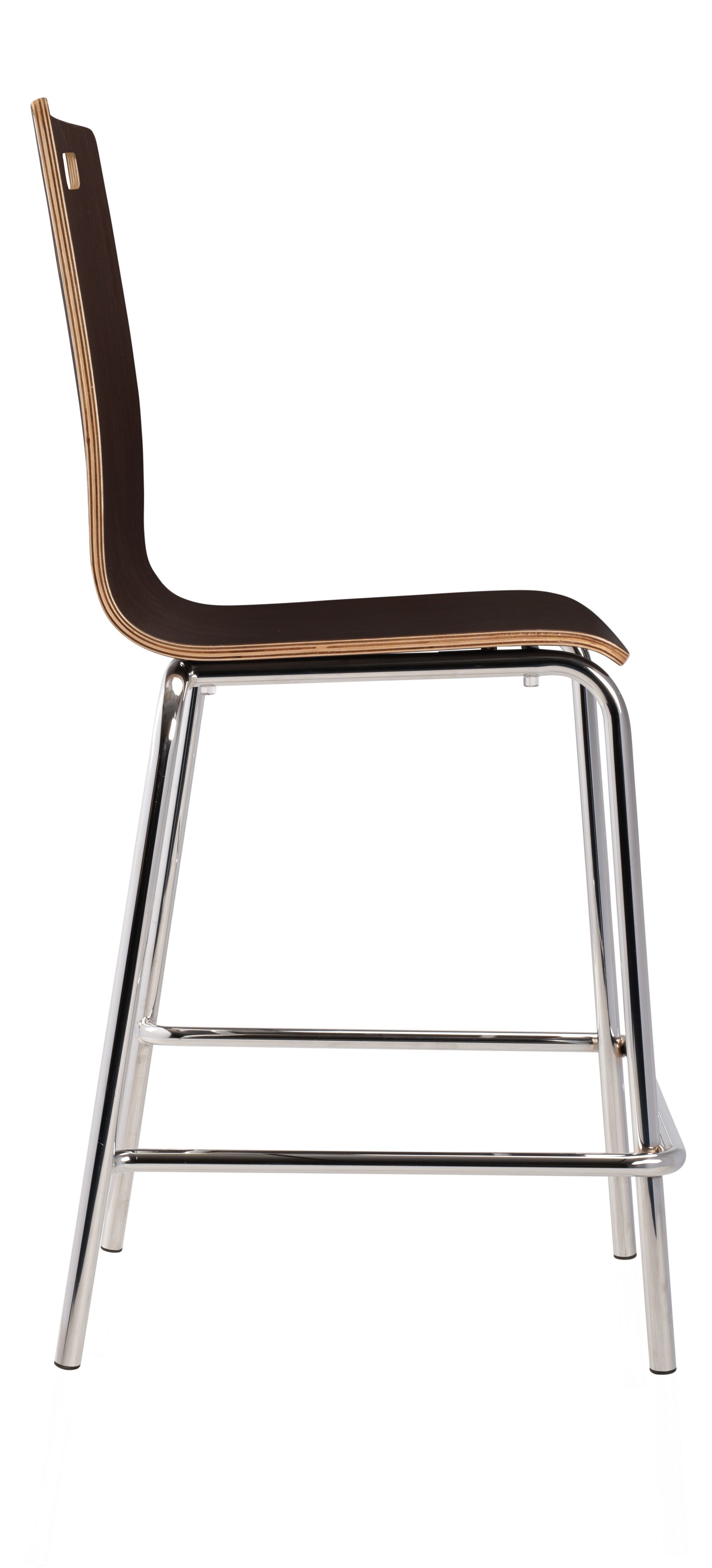NPS® Bushwick Café Stool, 24"H, Surface Color: Espresso, Frame Color: Chrome