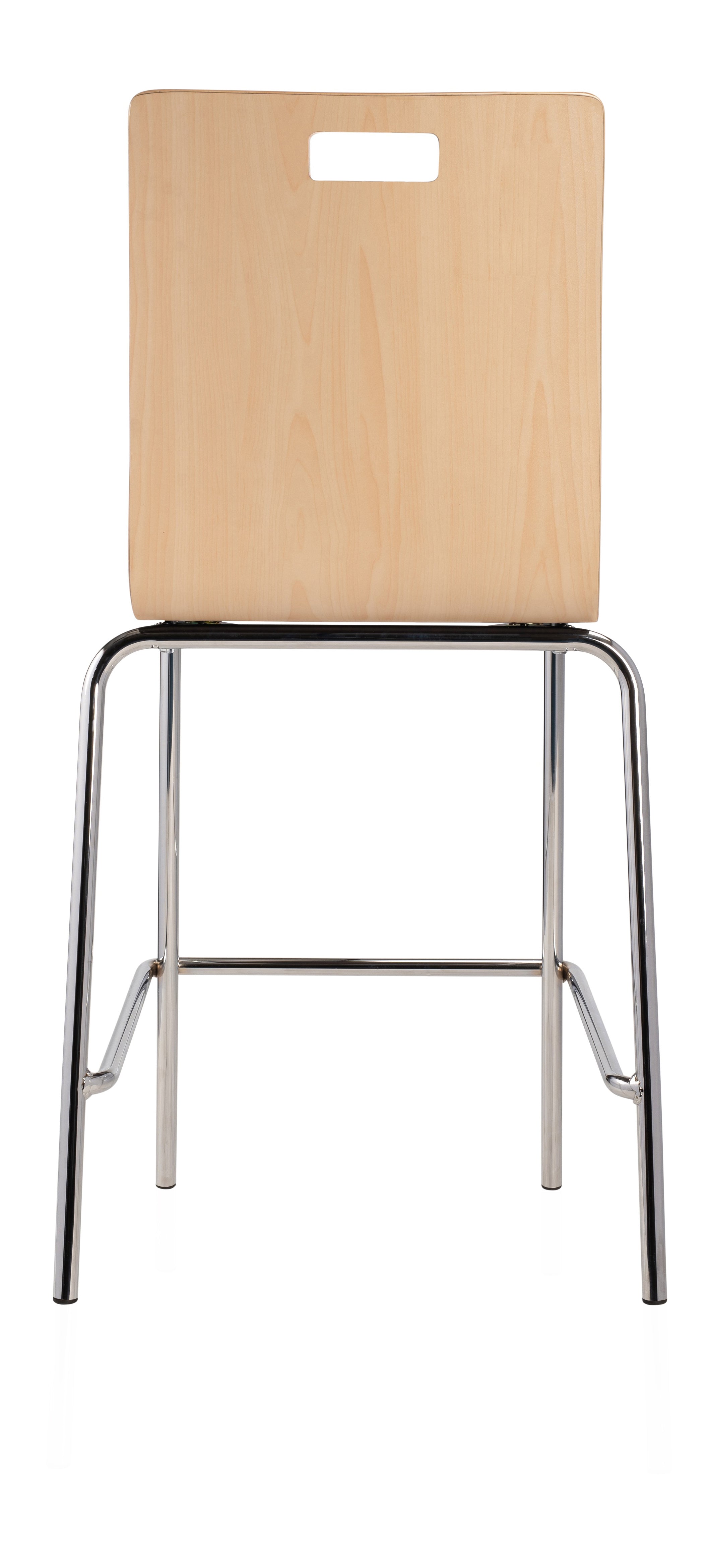 NPS® Bushwick Café Stool, 24"H, Surface Color: Natural, Frame Color: Chrome