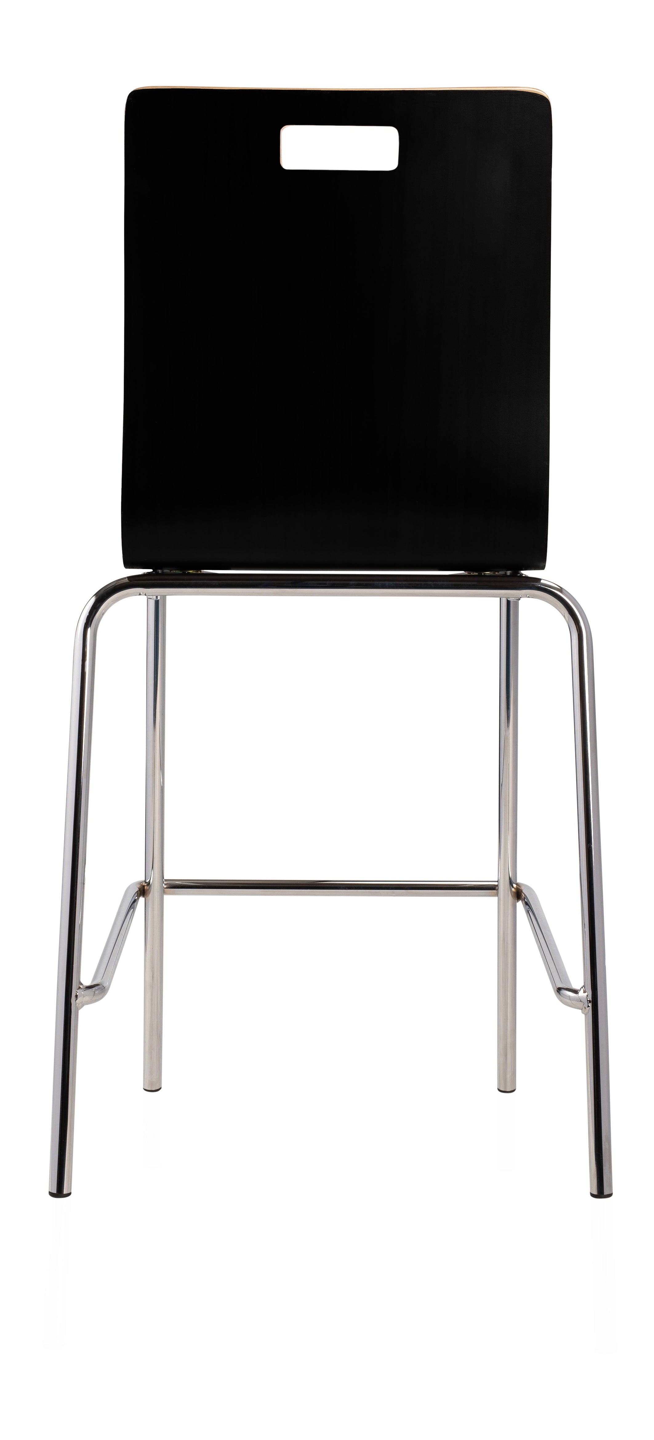 NPS® Bushwick Café Stool, 24"H, Surface Color: Black, Frame Color: Chrome
