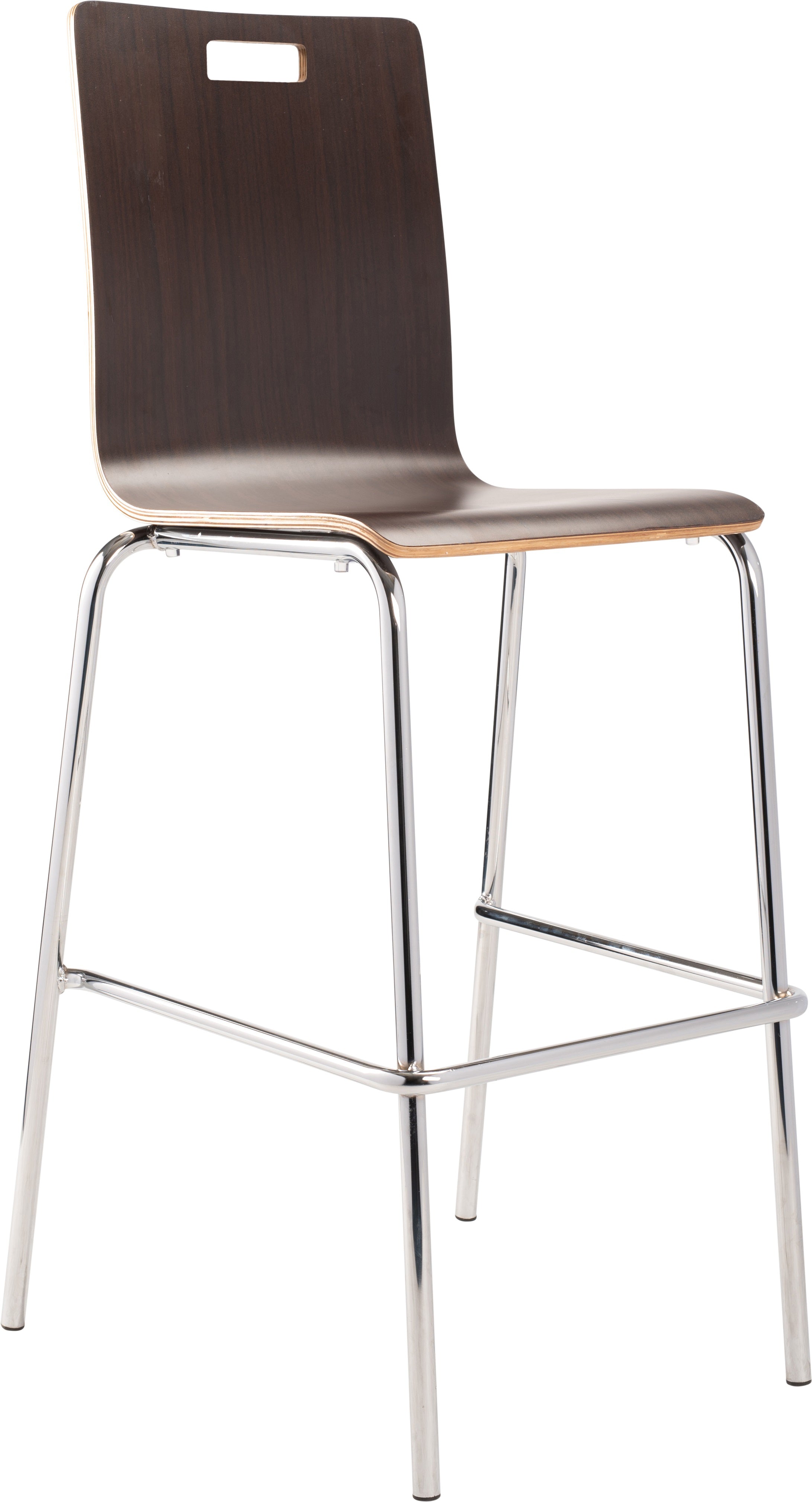 NPS® Bushwick Café Stool, 30"H, Surface Color: Espresso, Frame Color: Chrome