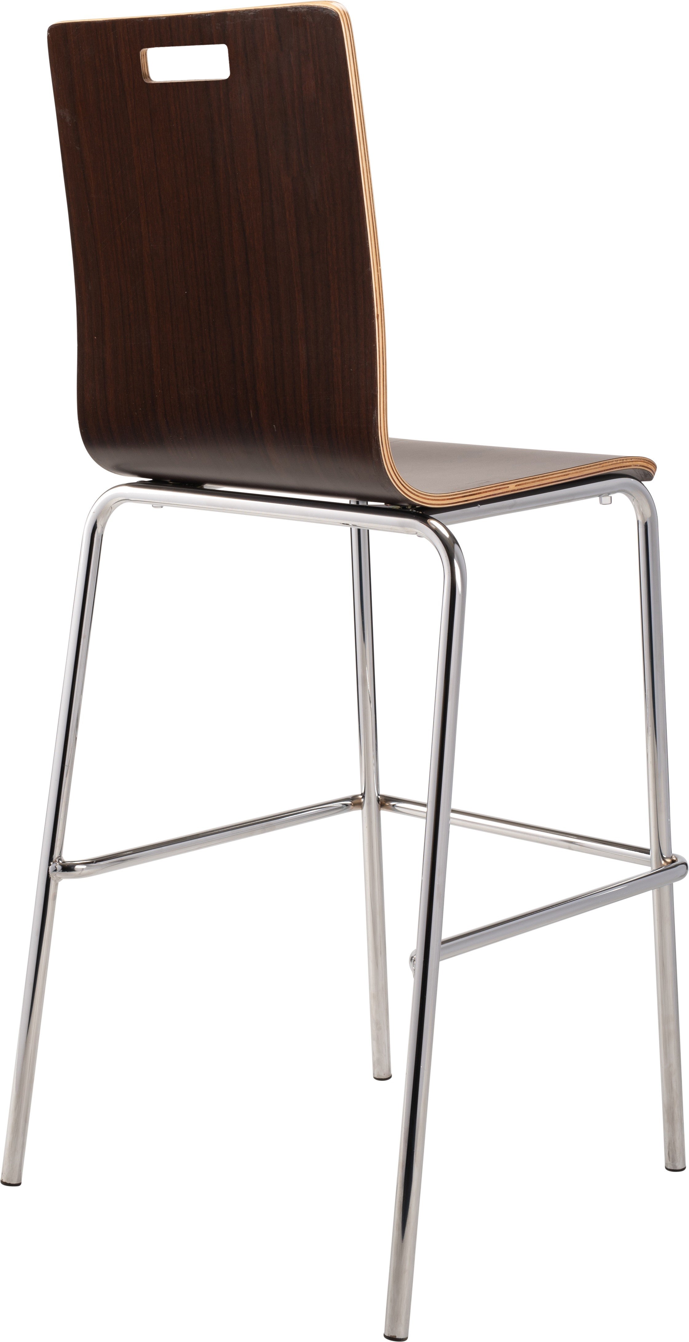 NPS® Bushwick Café Stool, 30"H, Surface Color: Espresso, Frame Color: Chrome