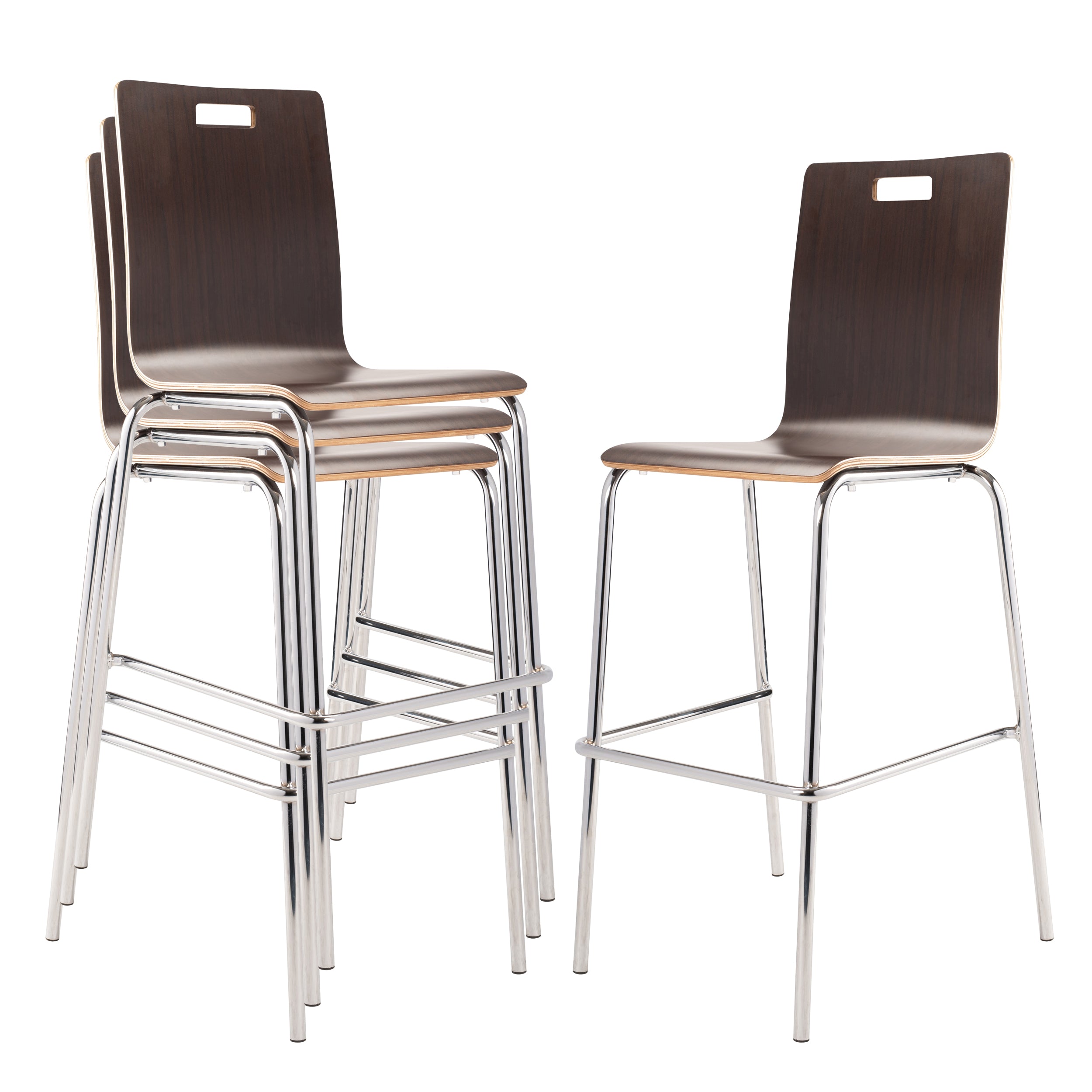 NPS® Bushwick Café Stool, 30"H, Surface Color: Espresso, Frame Color: Chrome