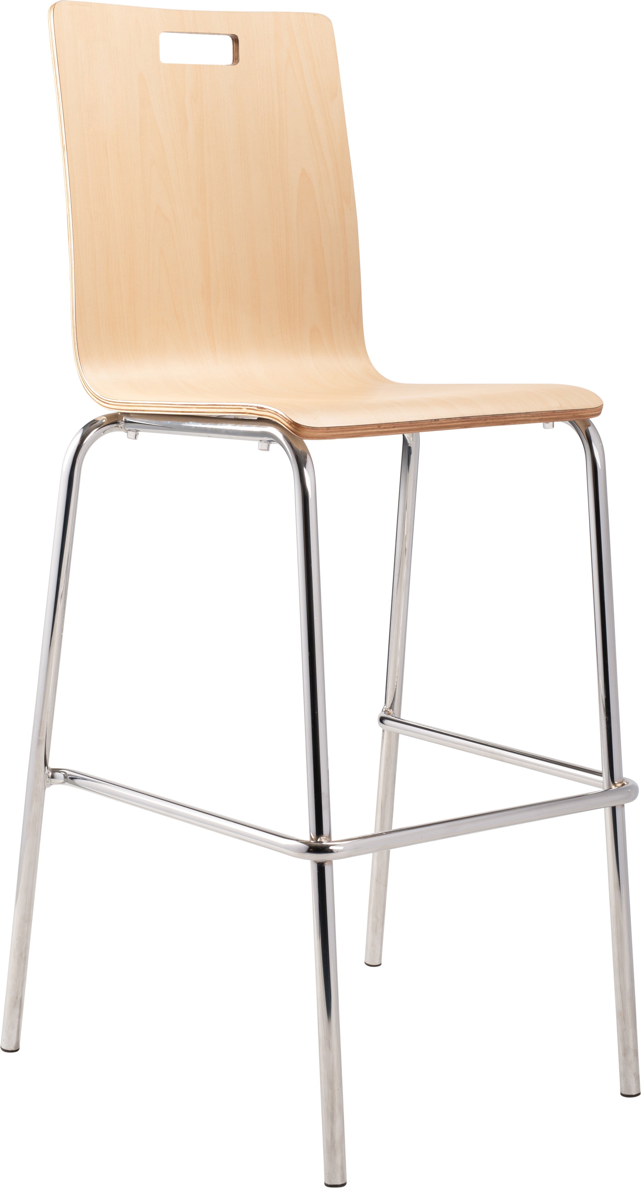 NPS® Bushwick Café Stool, 30"H, Surface Color: Natural, Frame Color: Chrome