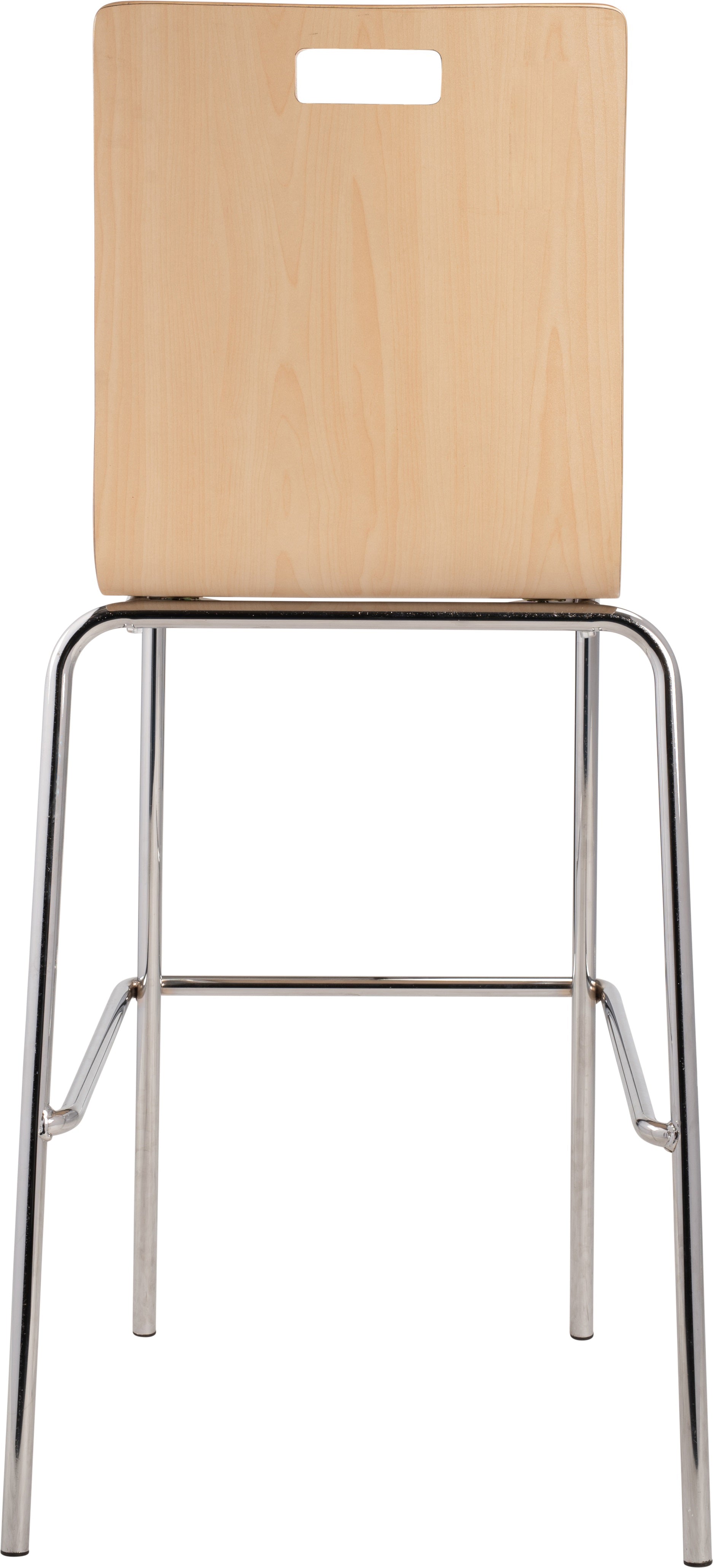 NPS® Bushwick Café Stool, 30"H, Surface Color: Natural, Frame Color: Chrome