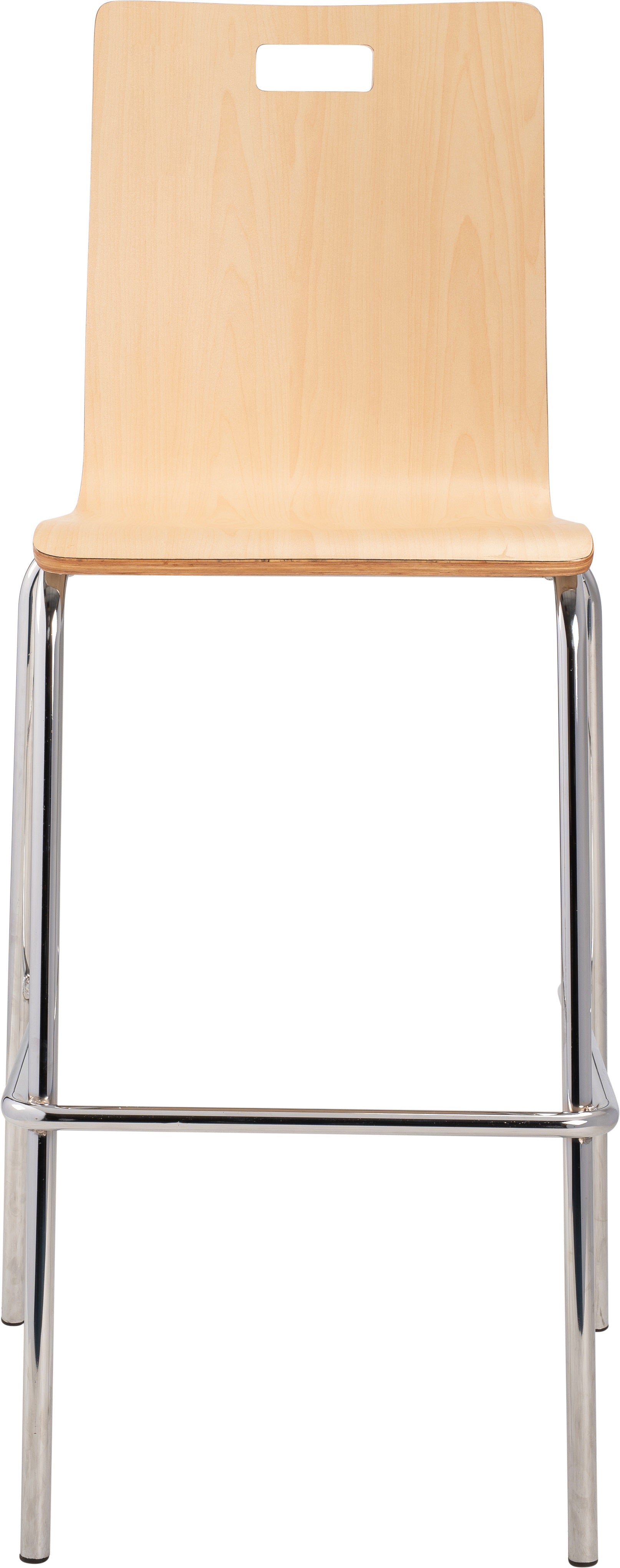 NPS® Bushwick Café Stool, 30"H, Surface Color: Natural, Frame Color: Chrome