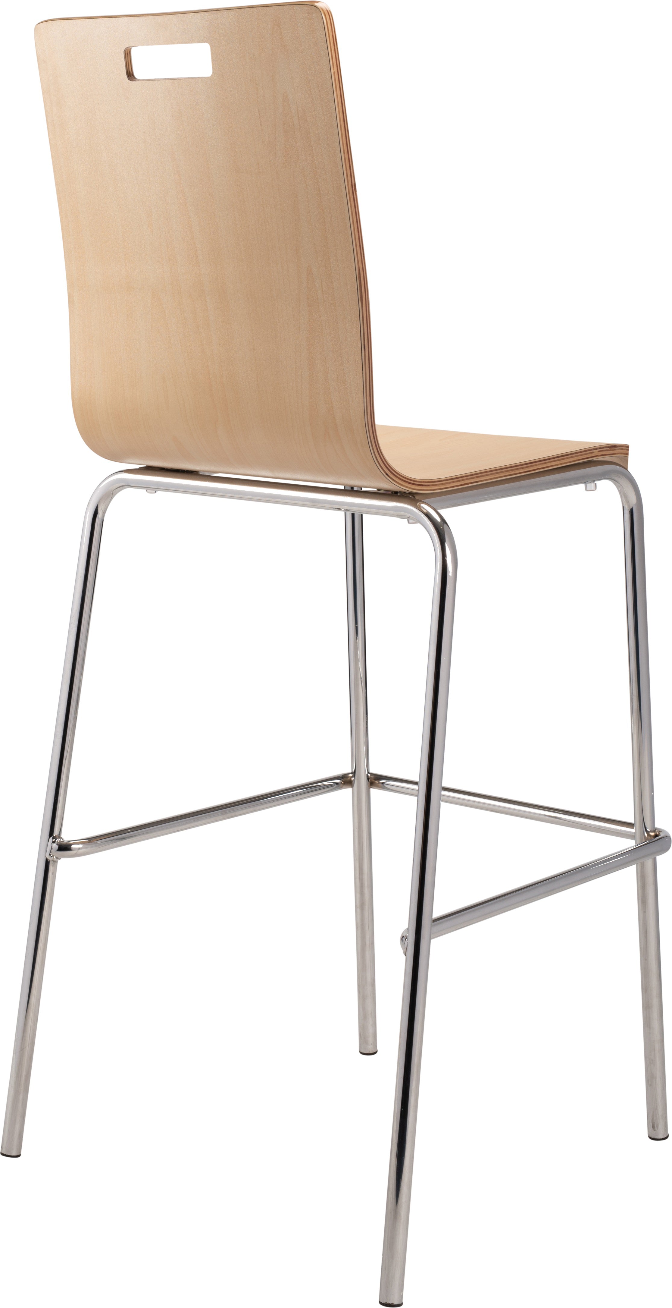 NPS® Bushwick Café Stool, 30"H, Surface Color: Natural, Frame Color: Chrome