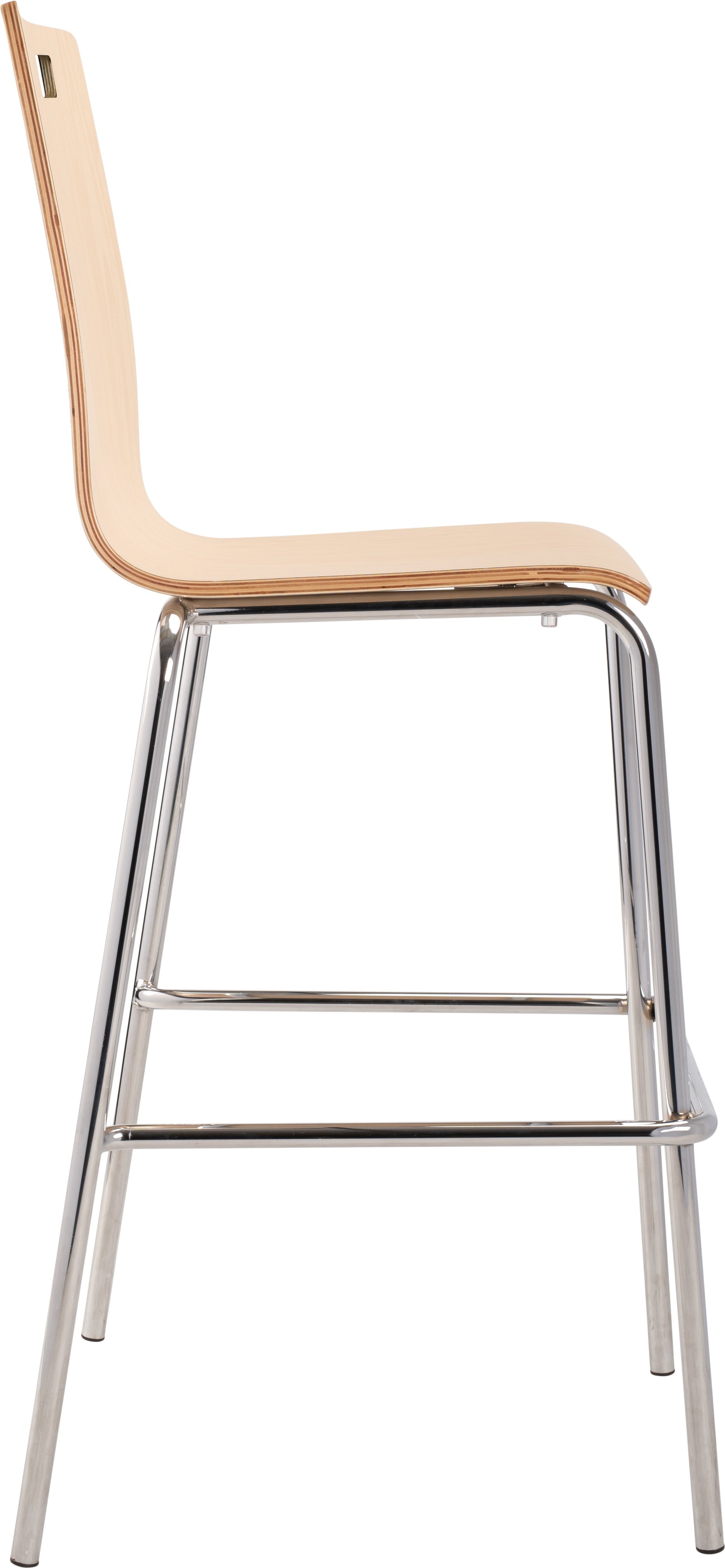 NPS® Bushwick Café Stool, 30"H, Surface Color: Natural, Frame Color: Chrome