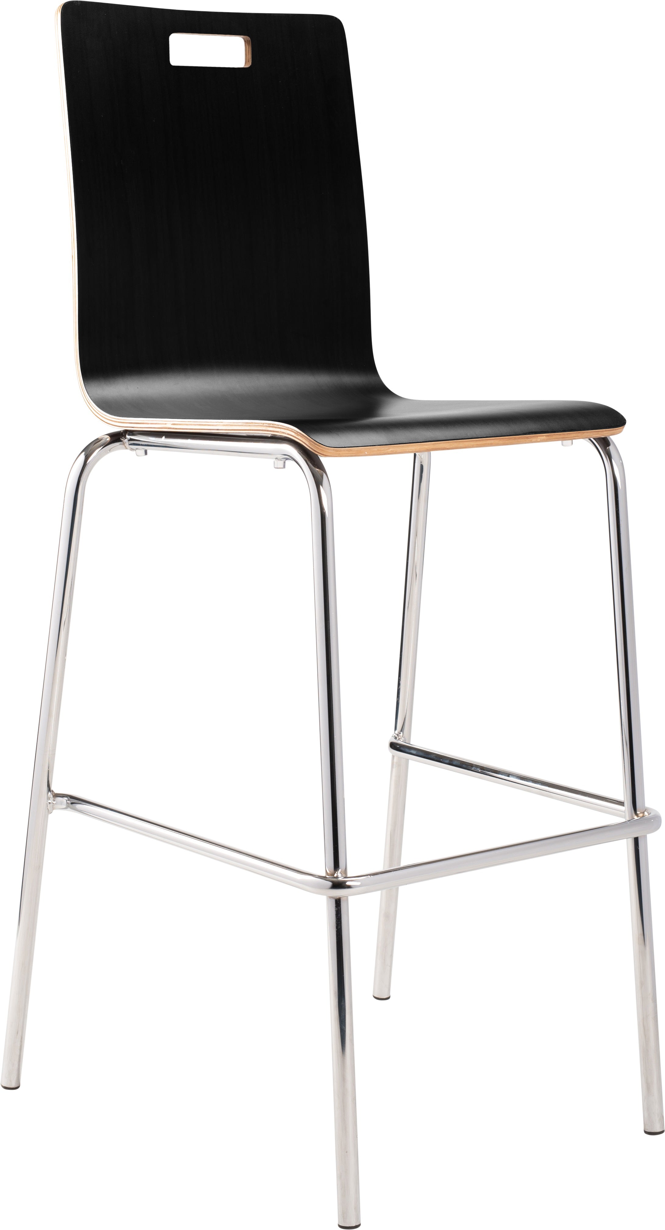 NPS® Bushwick Café Stool, 30"H, Surface Color: Black, Frame Color: Chrome