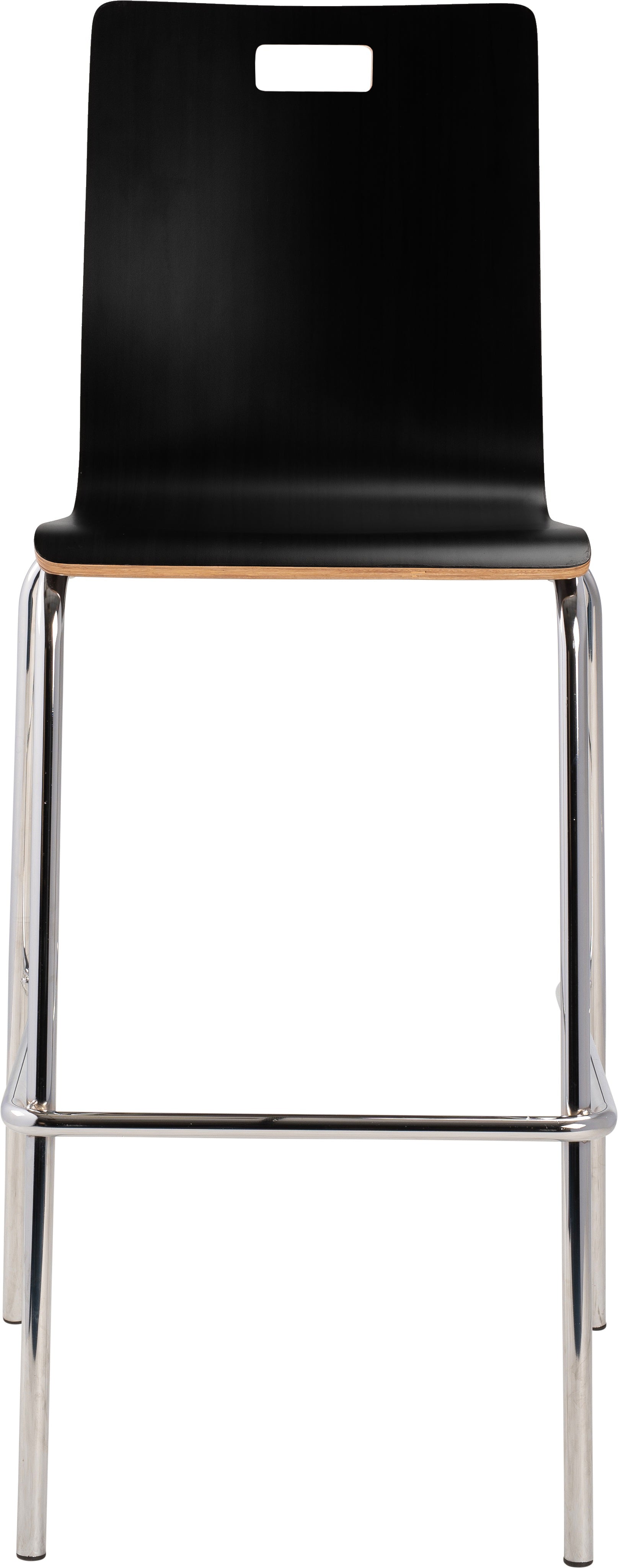 NPS® Bushwick Café Stool, 30"H, Surface Color: Black, Frame Color: Chrome