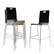 NPS® Bushwick Café Stool, 30"H, Surface Color: Black, Frame Color: Chrome