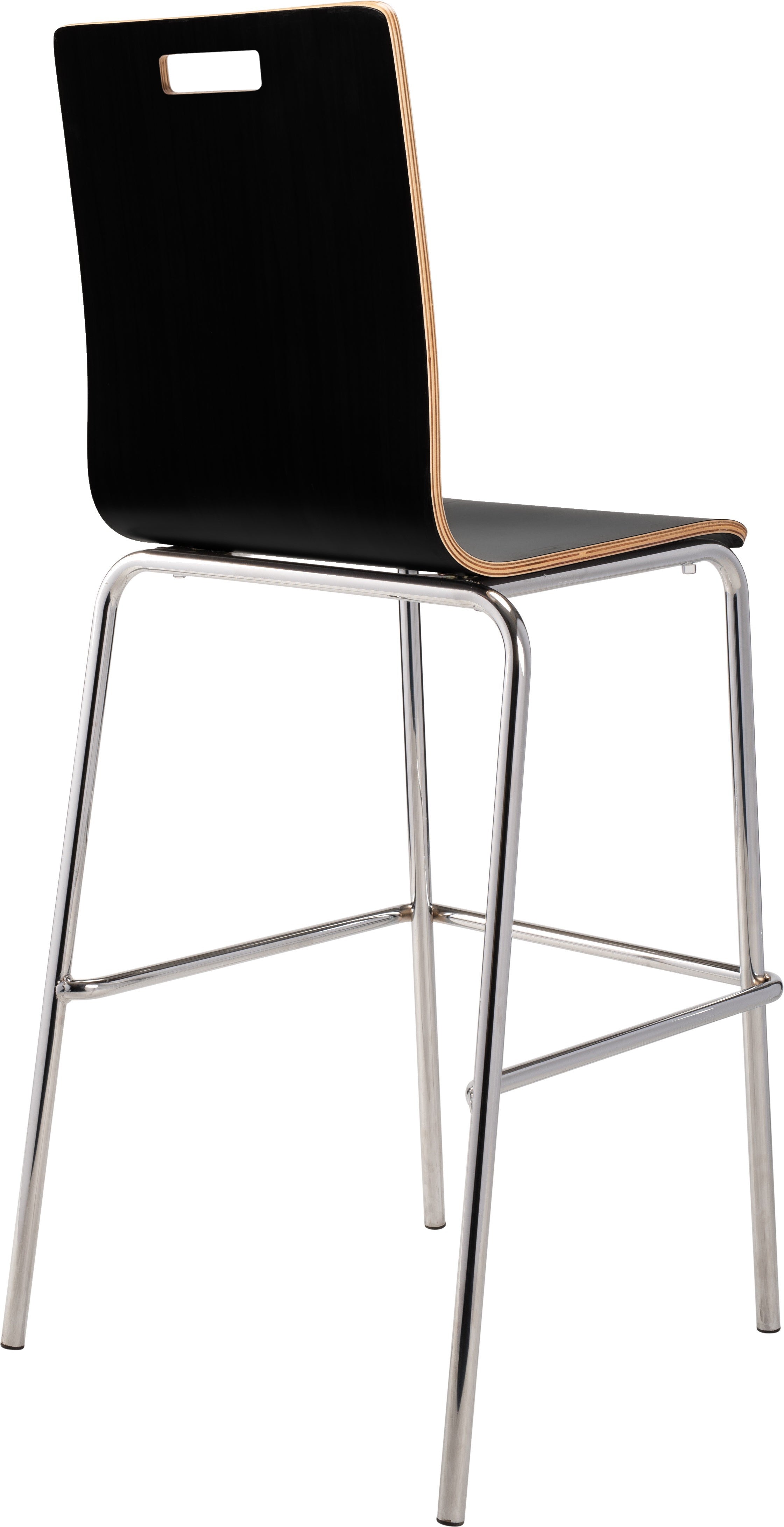 NPS® Bushwick Café Stool, 30"H, Surface Color: Black, Frame Color: Chrome