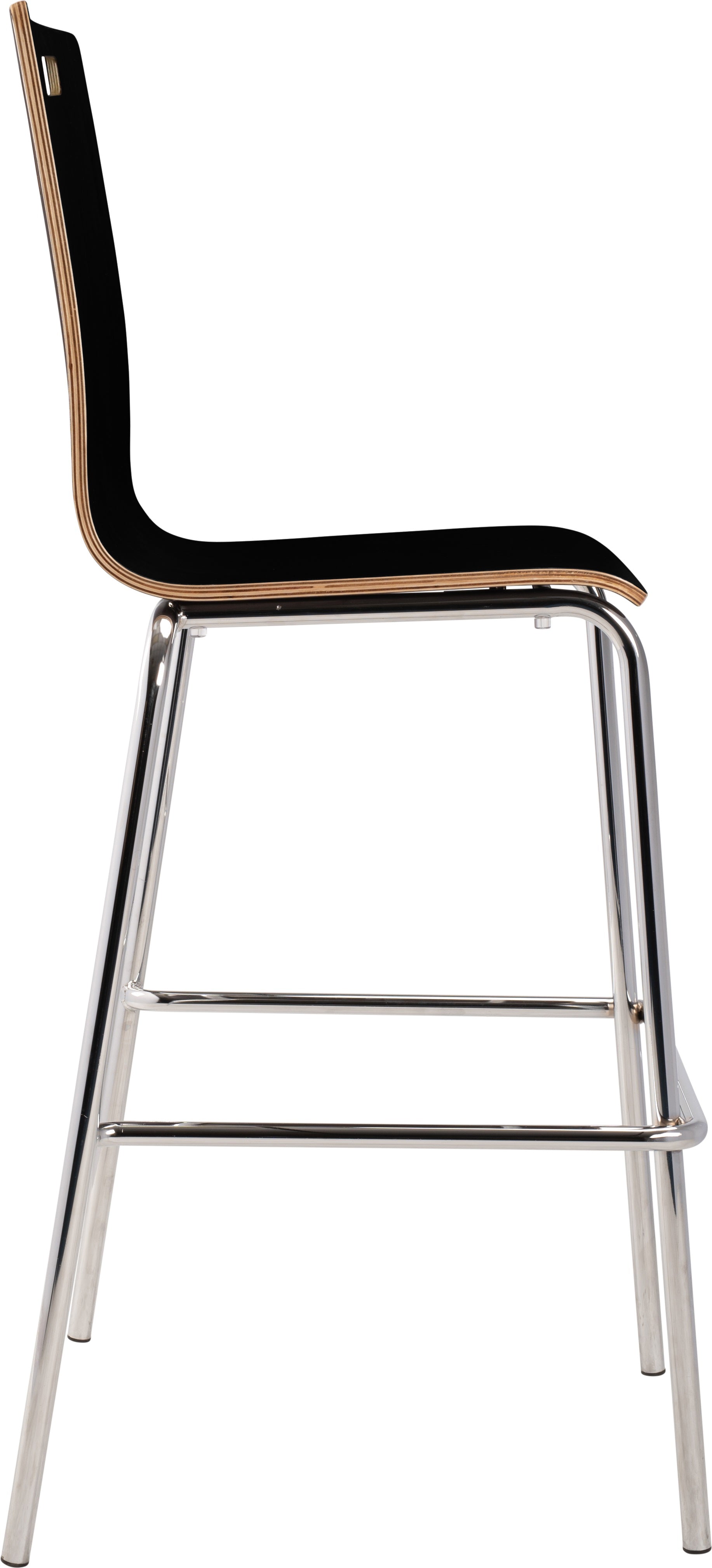 NPS® Bushwick Café Stool, 30"H, Surface Color: Black, Frame Color: Chrome