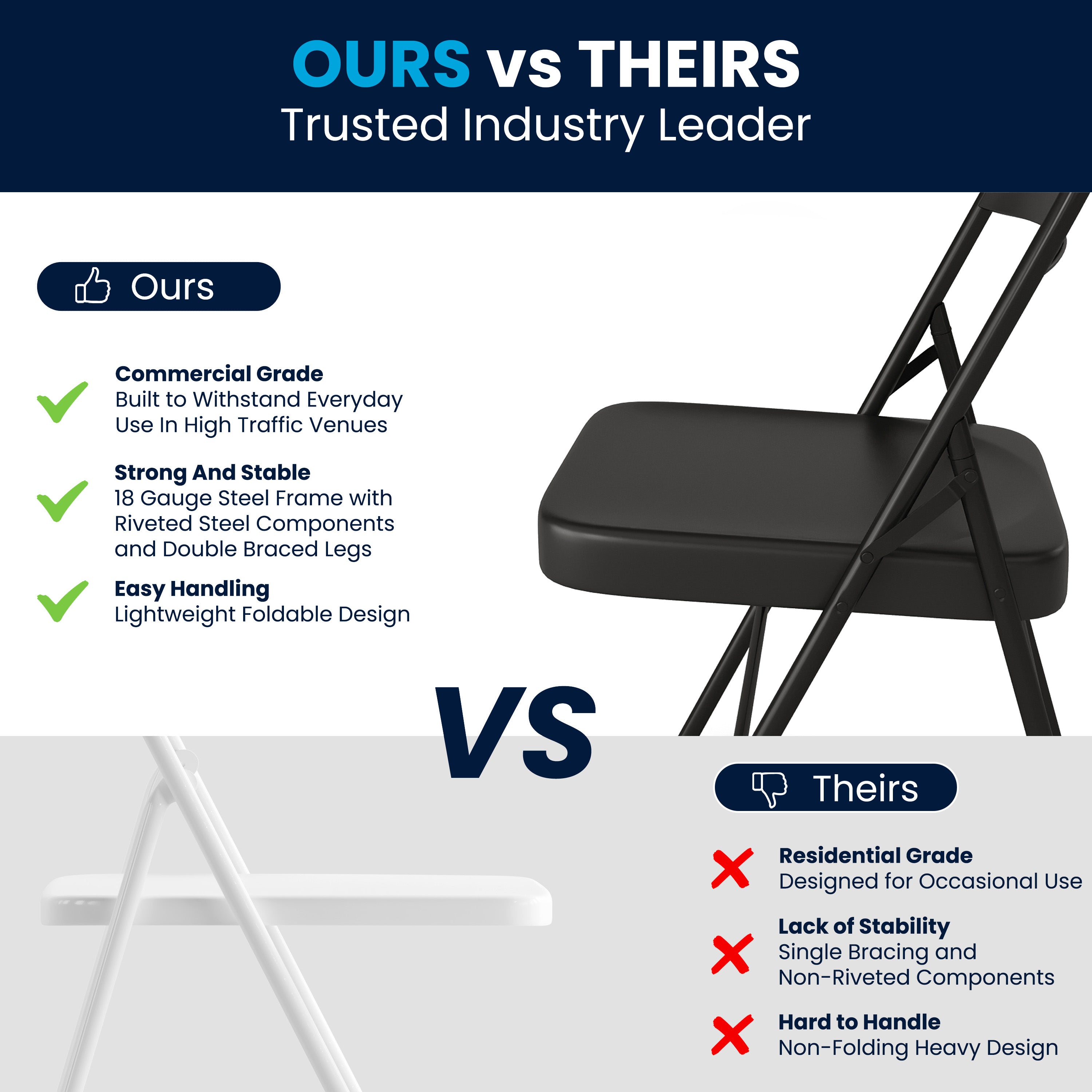 2 Pack HERCULES Series Double Braced Black Metal Folding Chair
